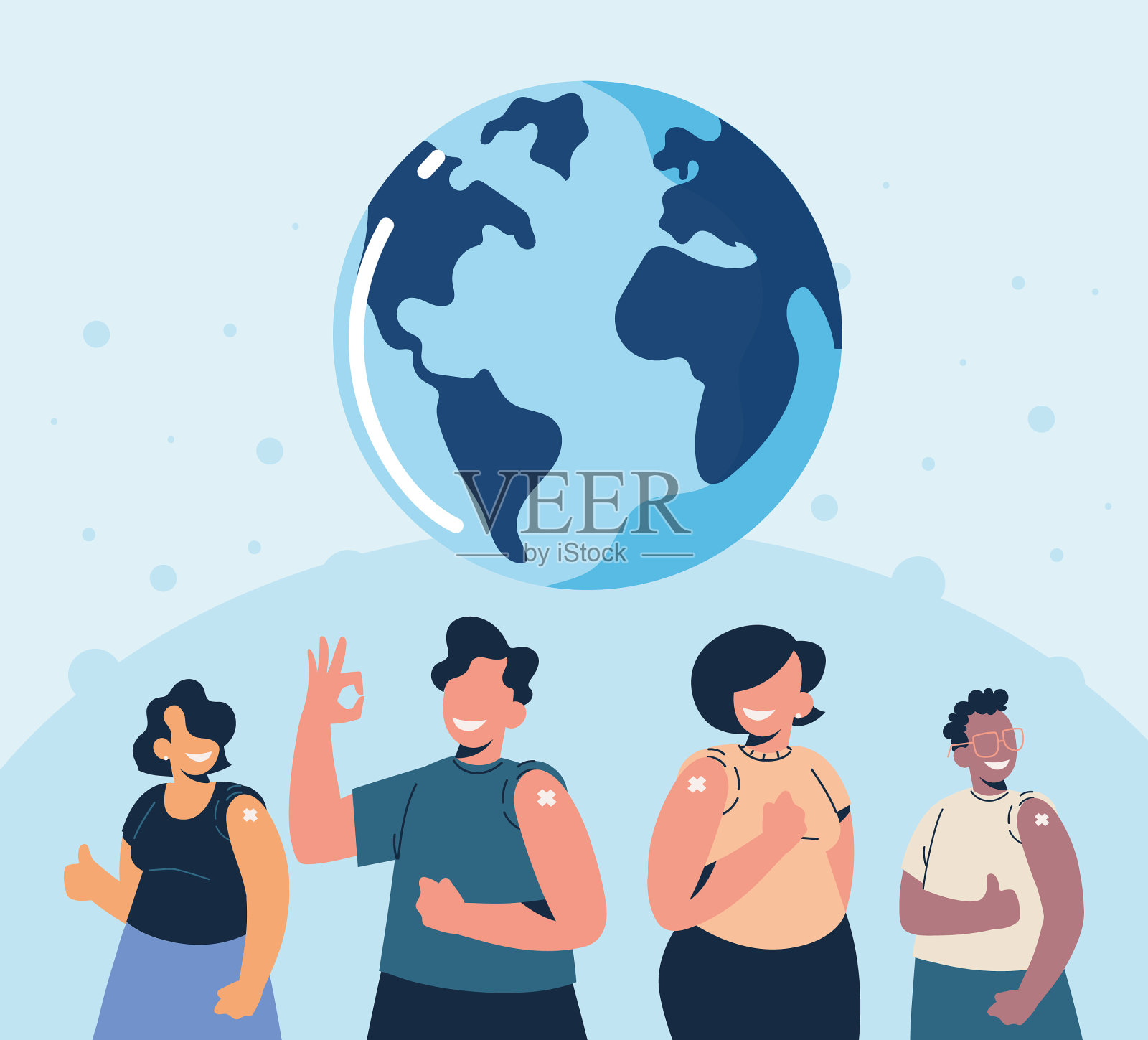 接种疫苗的人世界上插画图片素材