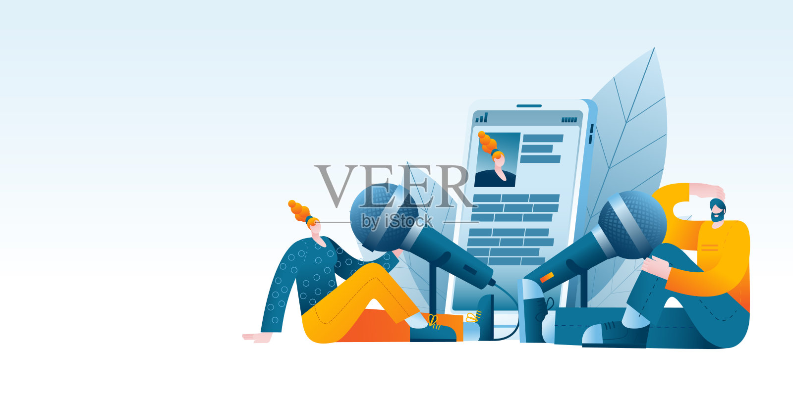 剧中人物的谈话背景是一部手机插画图片素材