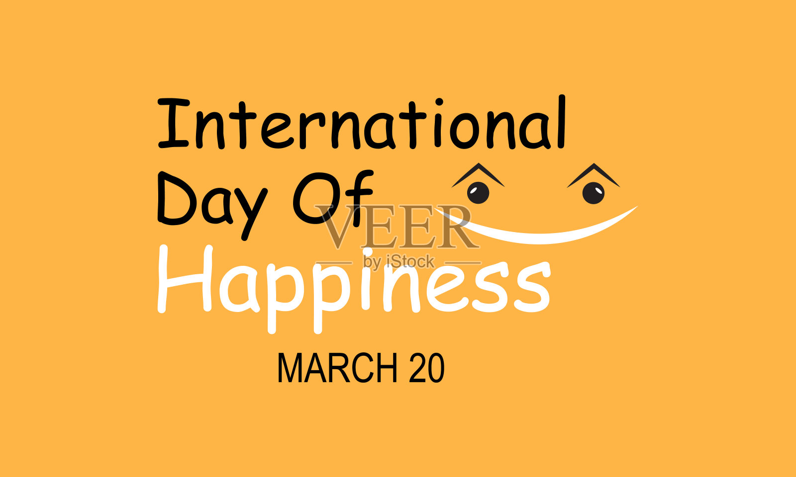 国际幸福日。微笑生活概念矢量设计横幅，卡片，海报，背景。插画图片素材