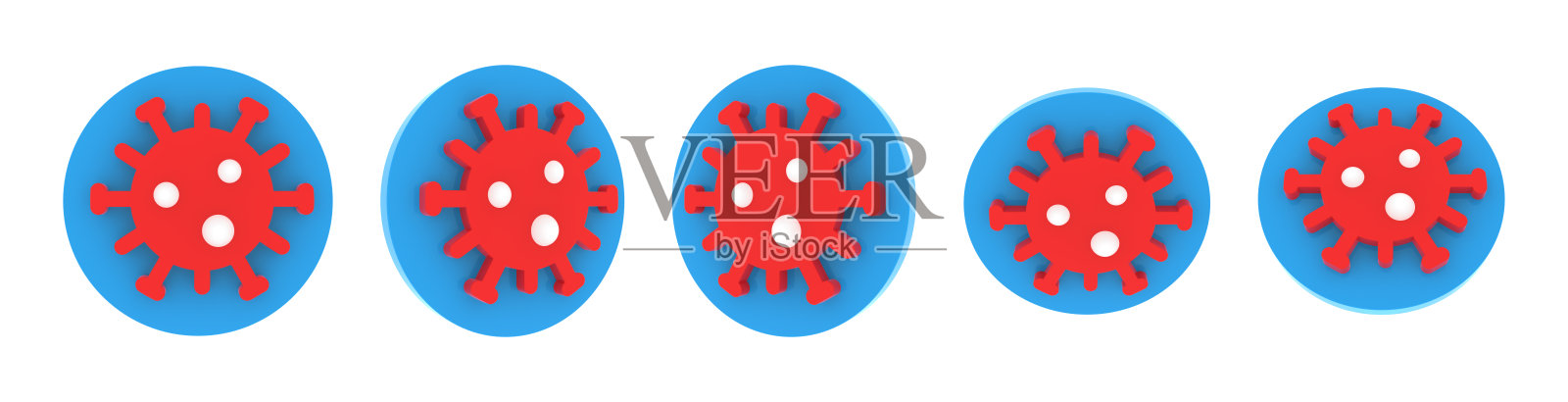 立体圆形医疗图标集，三维渲染插图图标素材