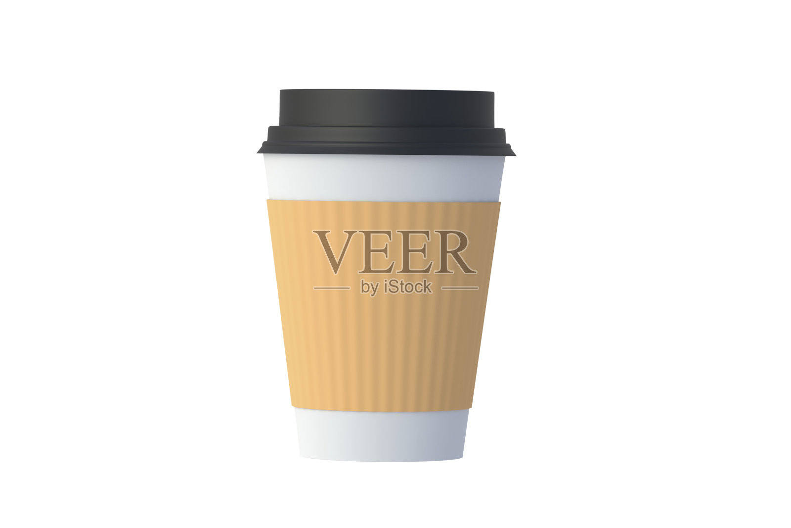 一次性纸咖啡杯孤立在白色背景。三维渲染照片摄影图片