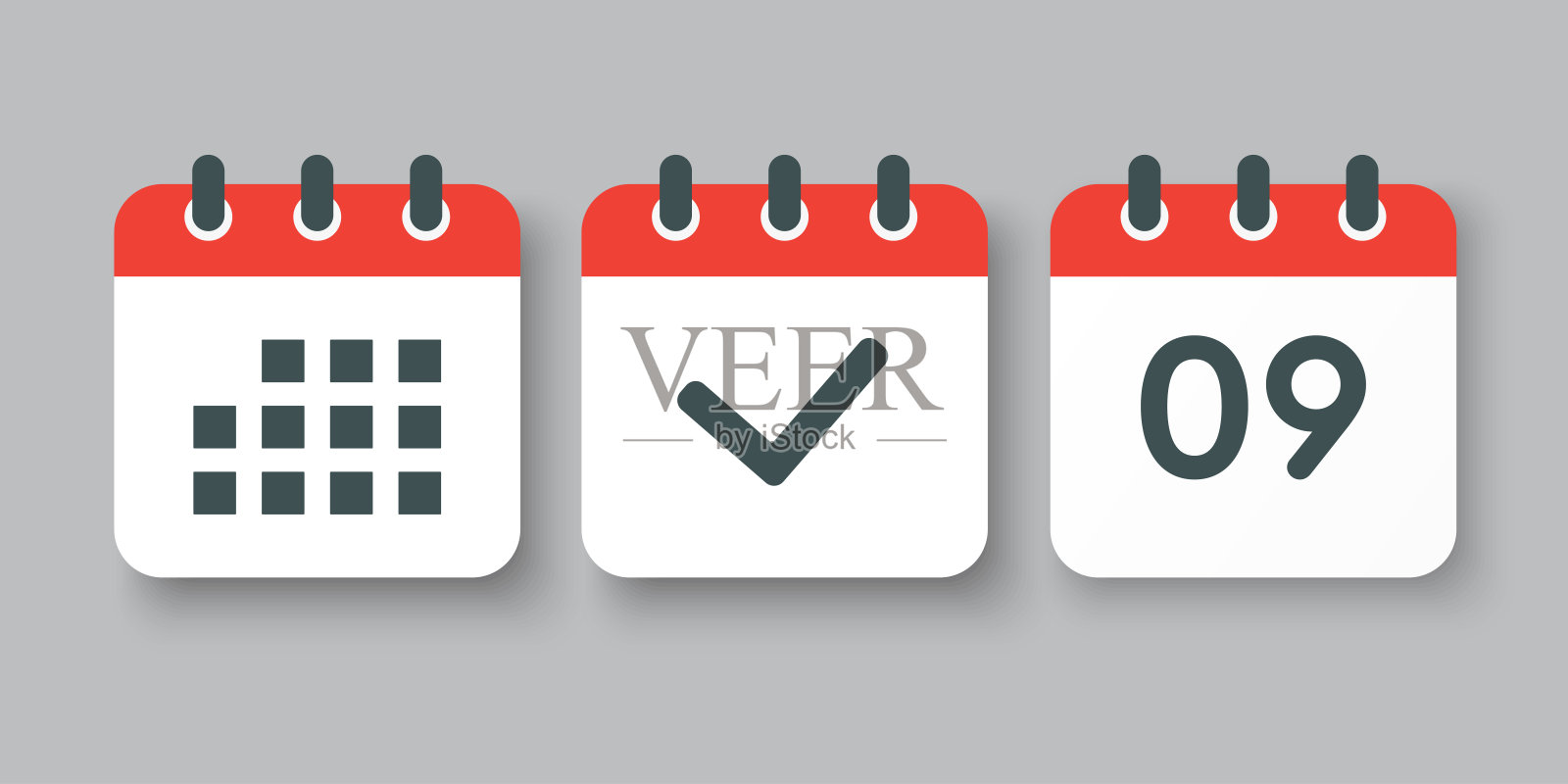 矢量图标页日历数字9，完成，议程图标素材