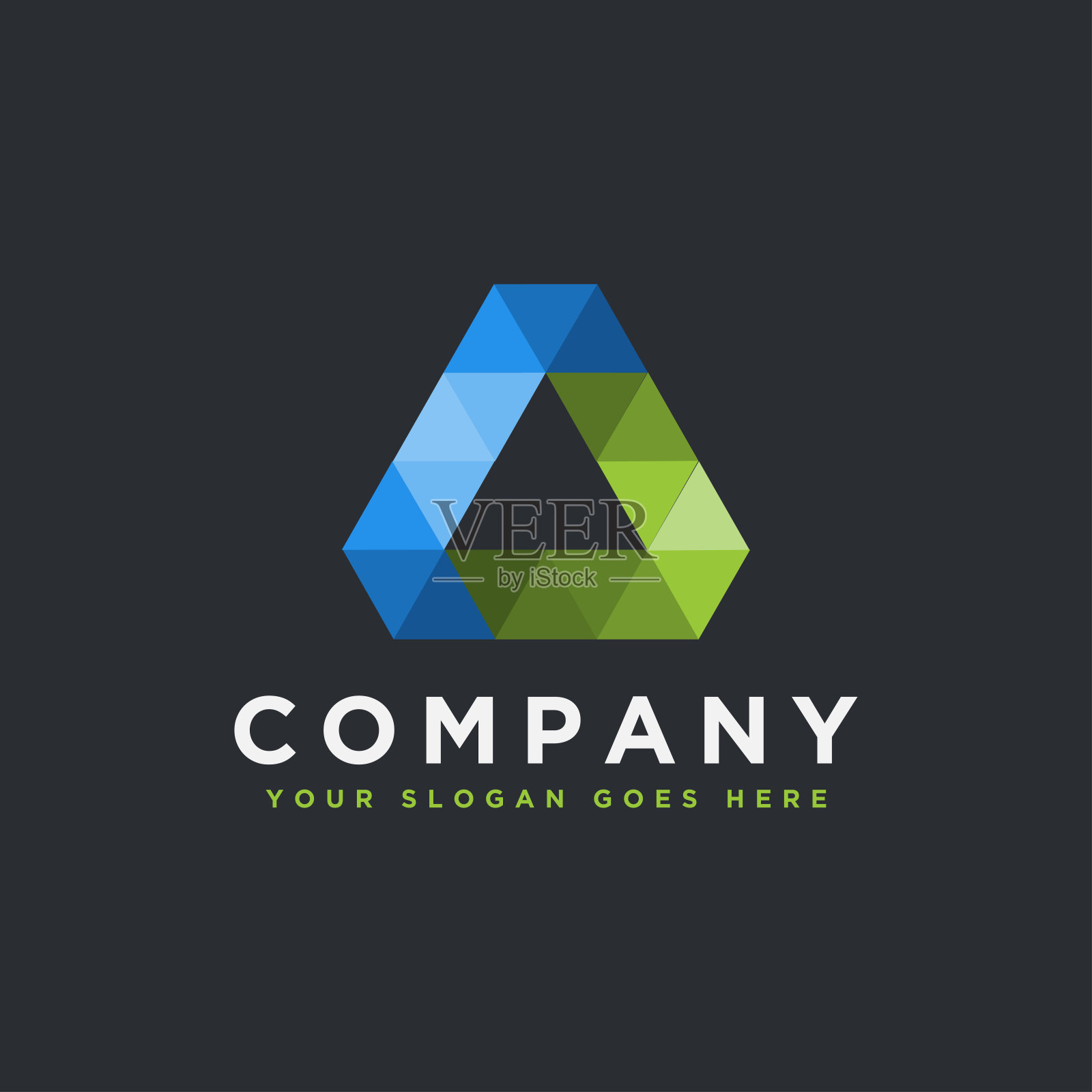 抽象三角形标志图标矢量模板上的黑色背景插画图片素材