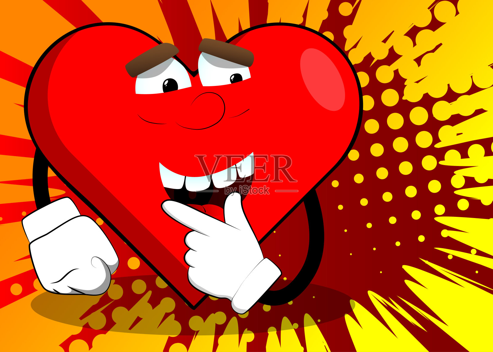 心脏形状，手指放在嘴前。插画图片素材