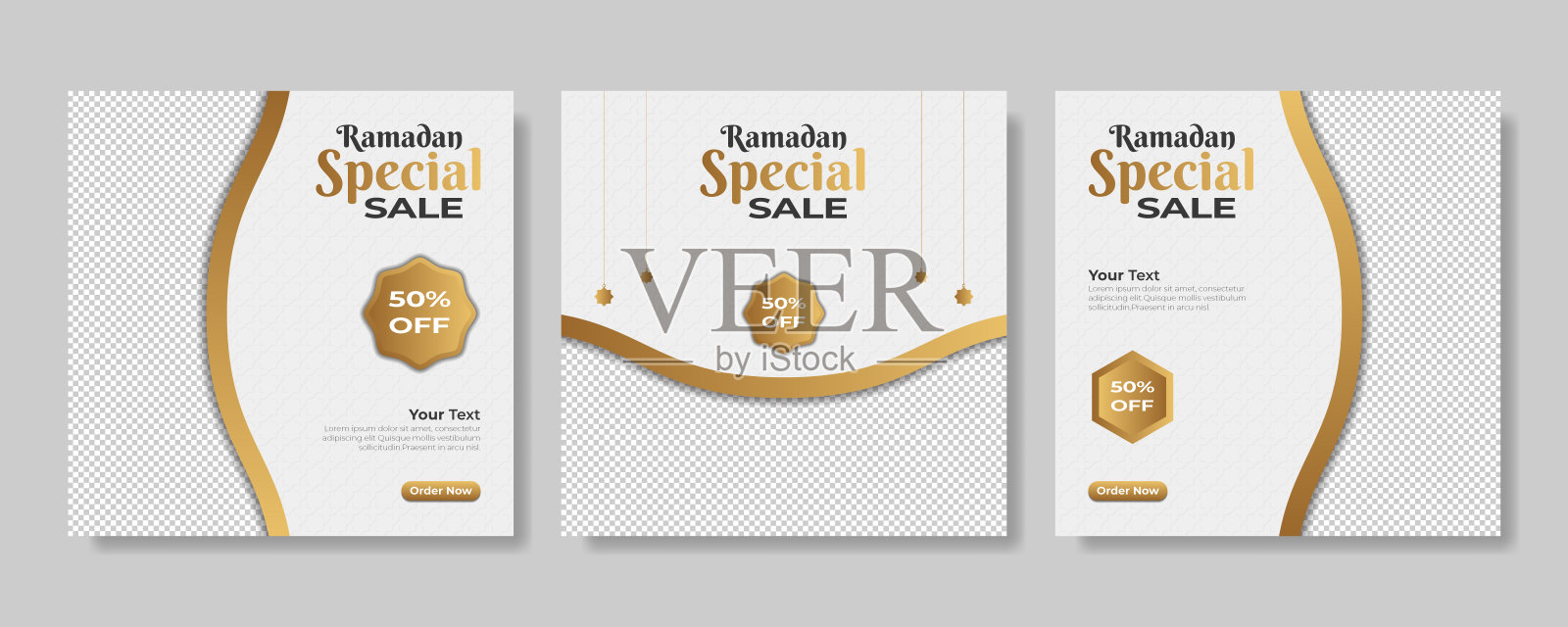 一套斋月销售旗帜。网络推广横幅，社交媒体帖子模板。矢量图设计模板素材