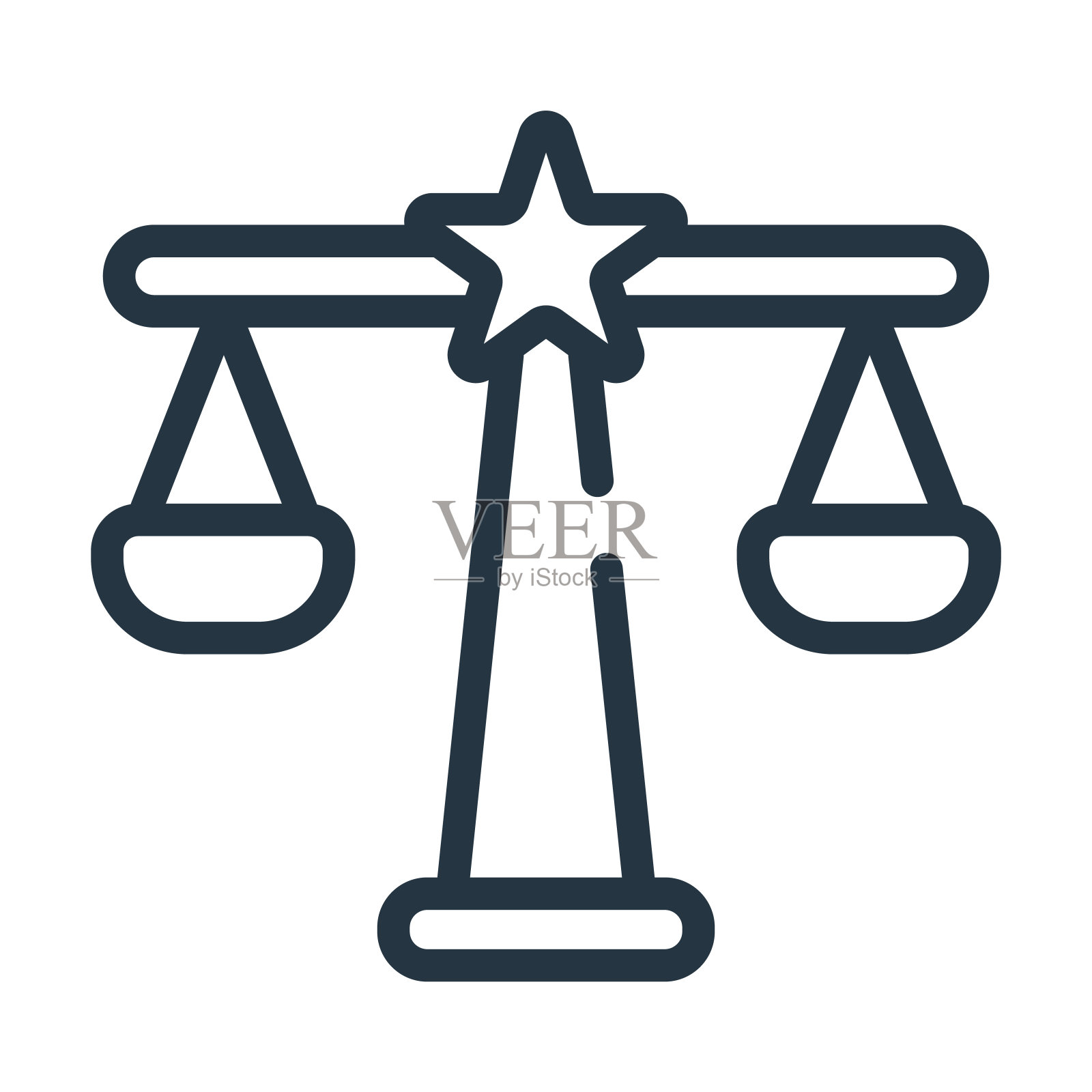 政治平衡细线图标。建筑，从政治概念上判断线性图标孤立轮廓标志。矢量插图符号元素的网页设计和应用程序。图标素材