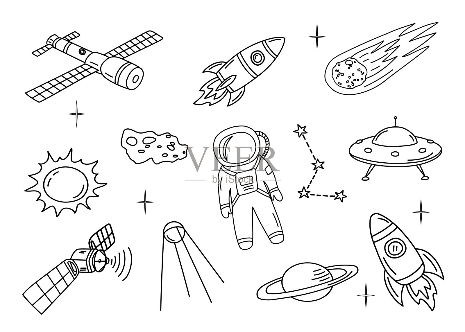 卡通空间对象。插画图片素材