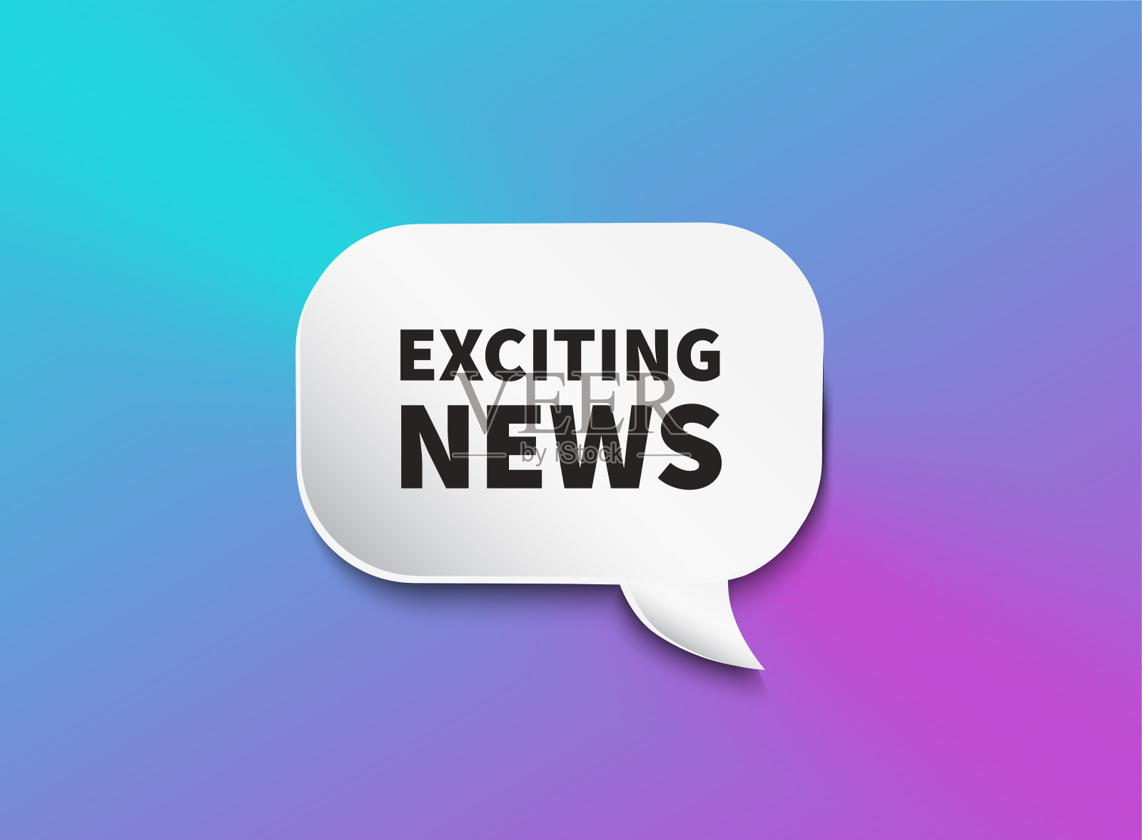 令人兴奋的消息。向量语音气泡插图梯度背景。插画图片素材
