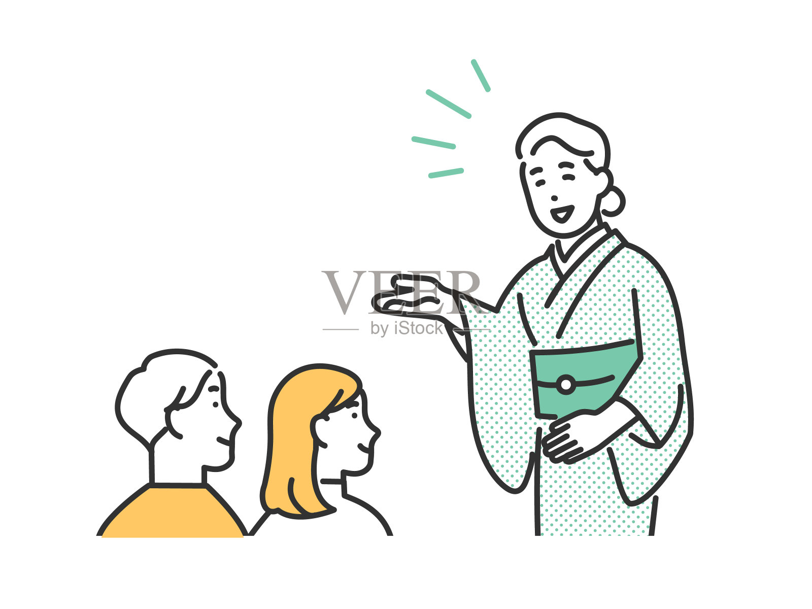 带着微笑为客户服务。插画图片素材