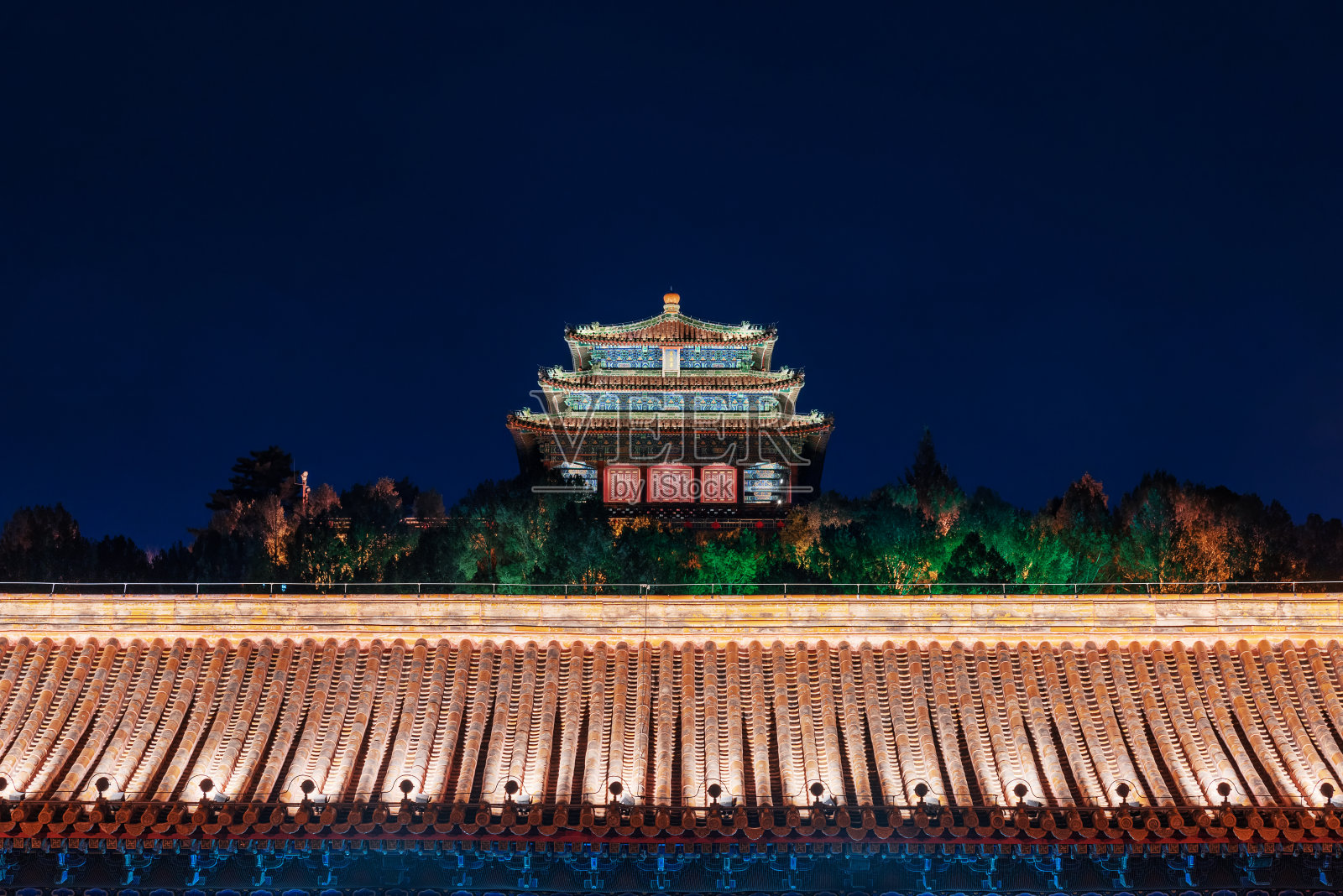 北京景山万春阁夜景照片摄影图片