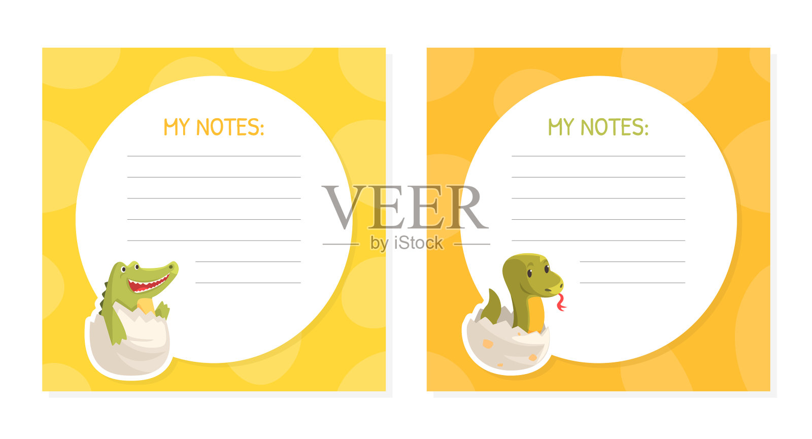 衬里卡片与爬行动物孵化蛋插画图片素材