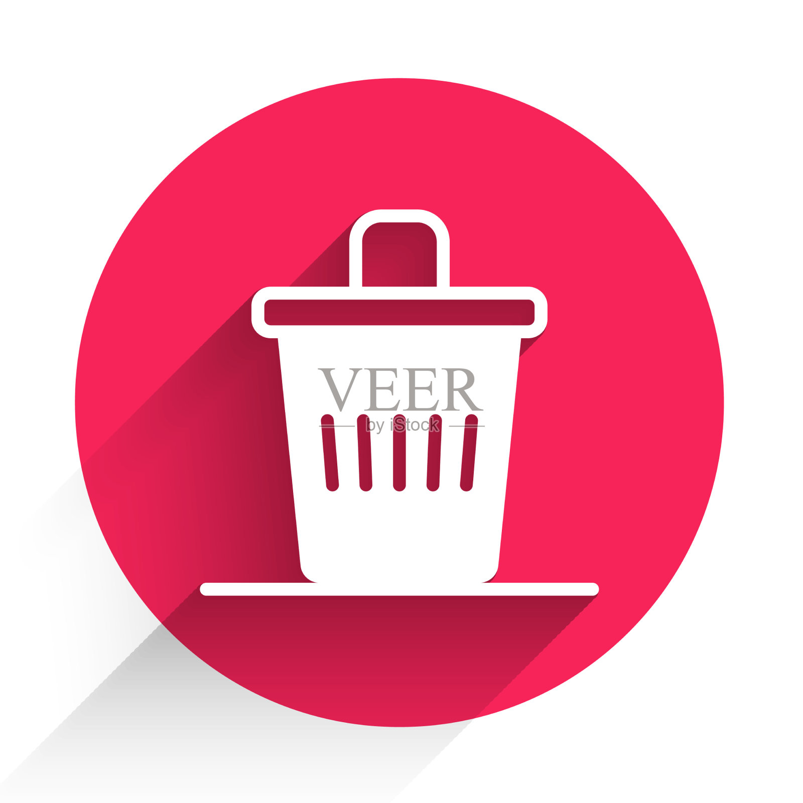 白色垃圾桶图标孤立与长影子图标素材