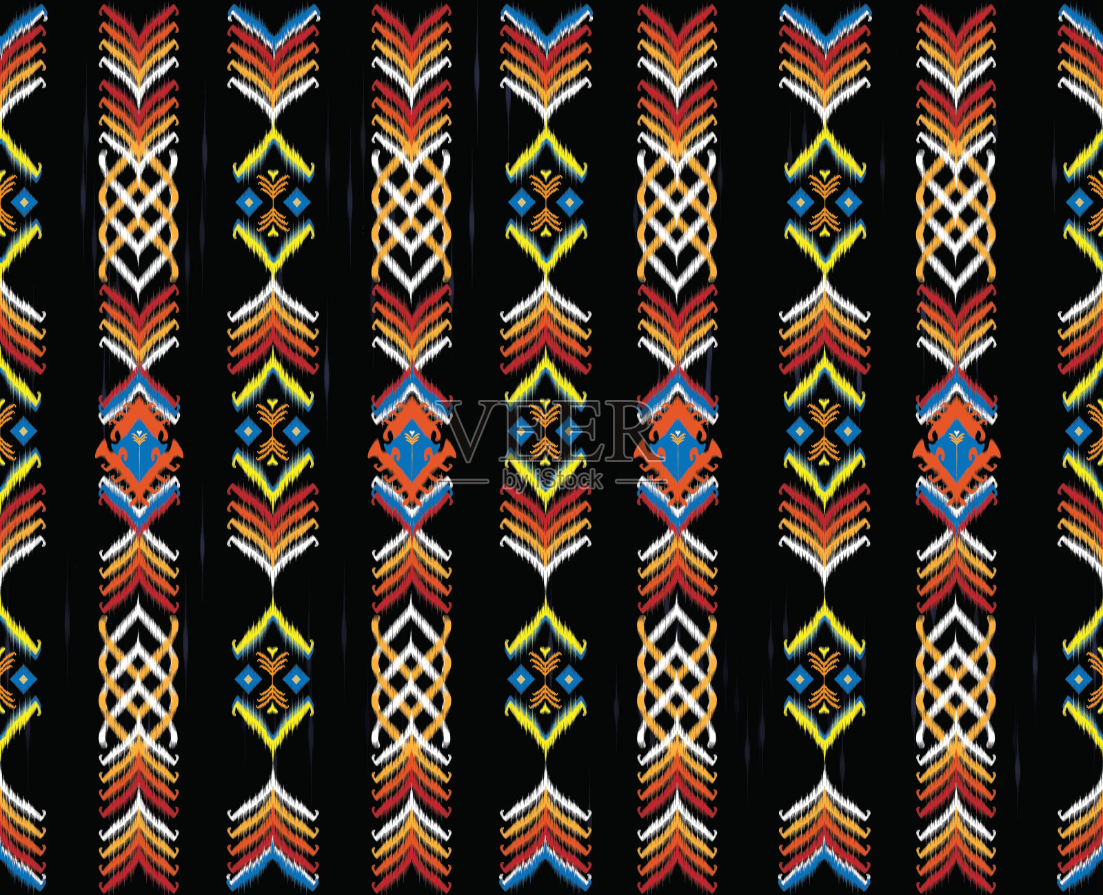 几何民族东方伊卡特无缝图案传统设计插画图片素材