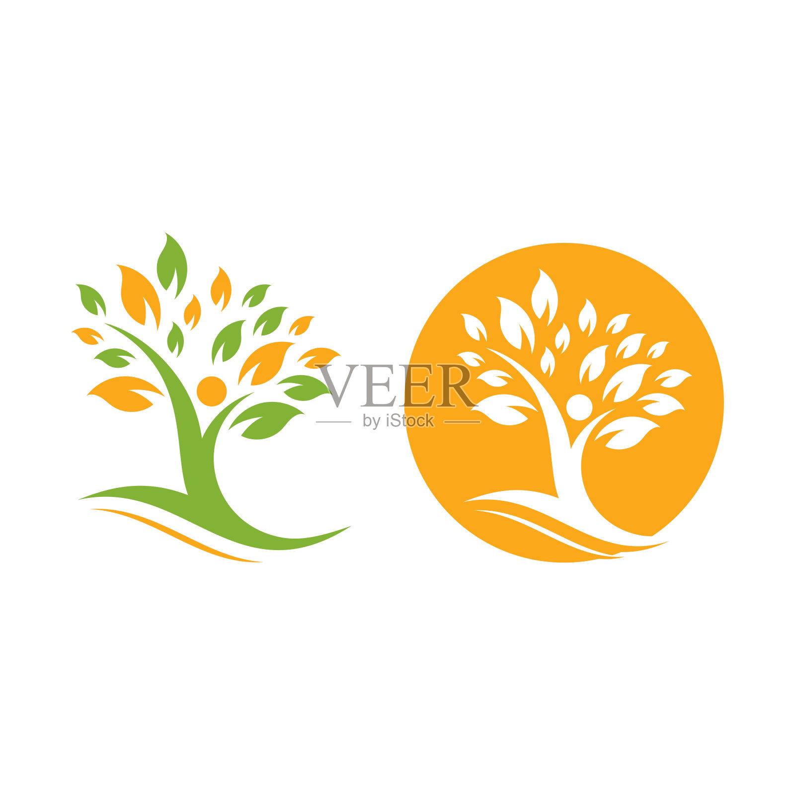 生态、人、自然标志元素矢量插画图片素材