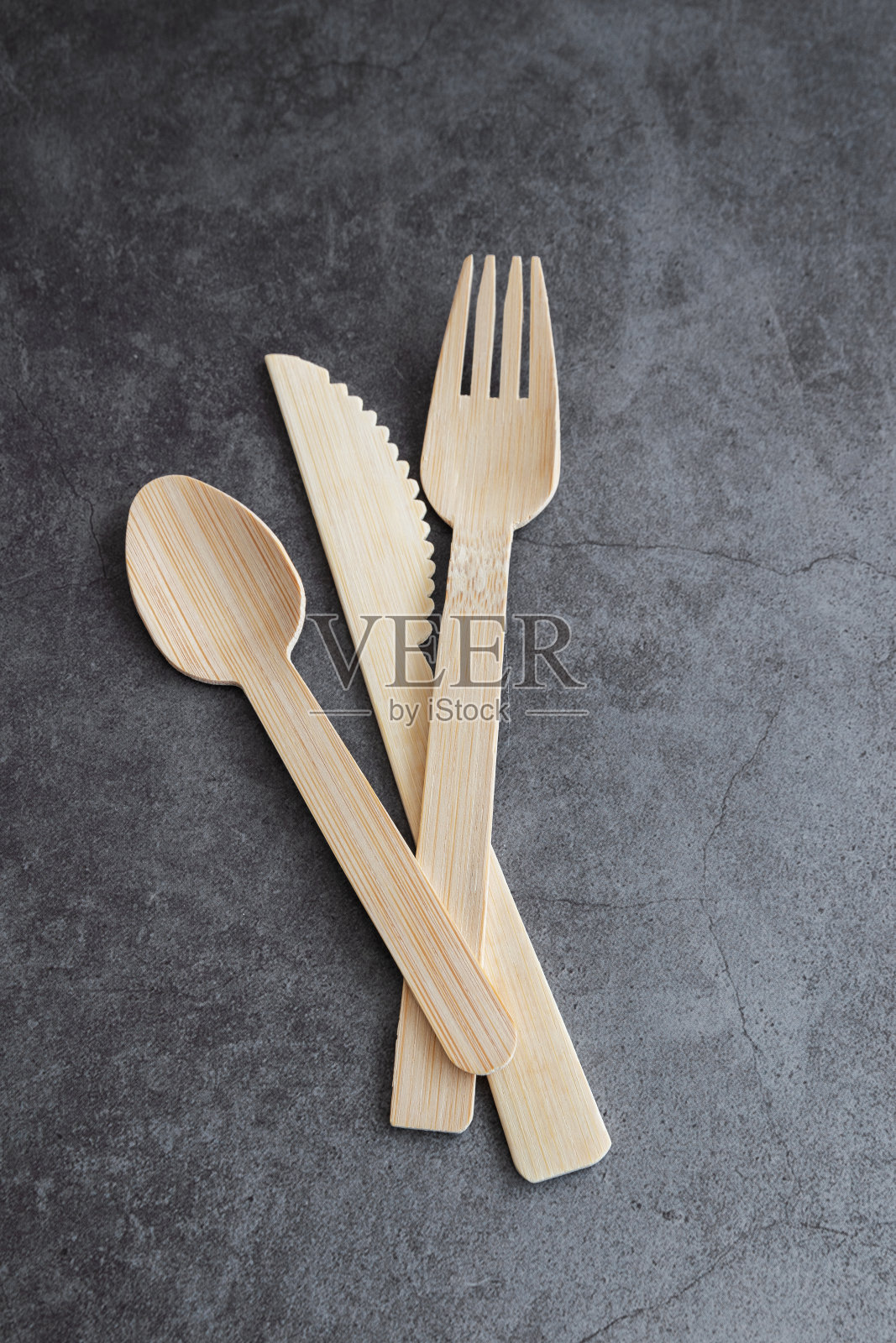 可生物降解的竹制餐具套装照片摄影图片