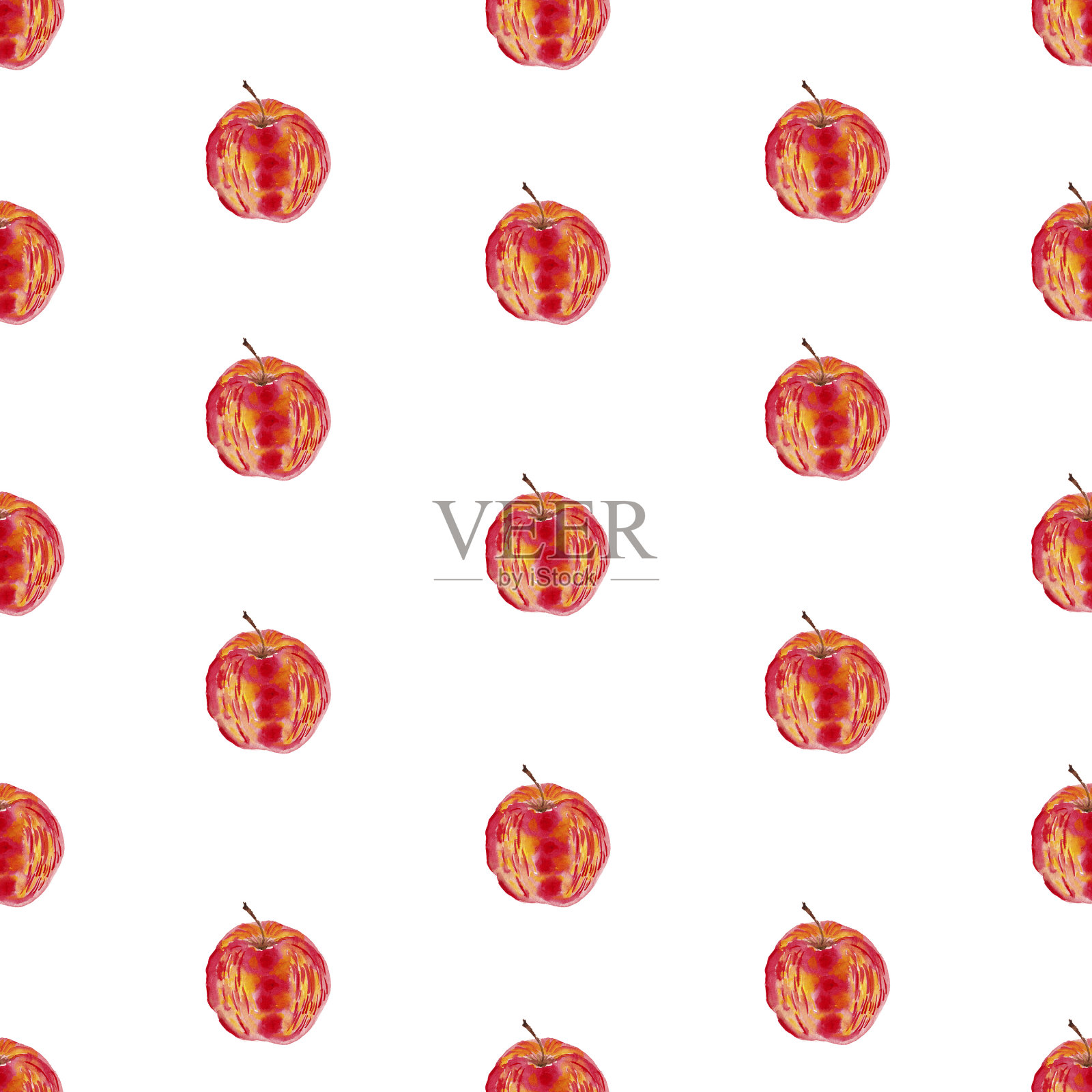 可爱简单的无缝苹果图案在一个白色的背景插画图片素材