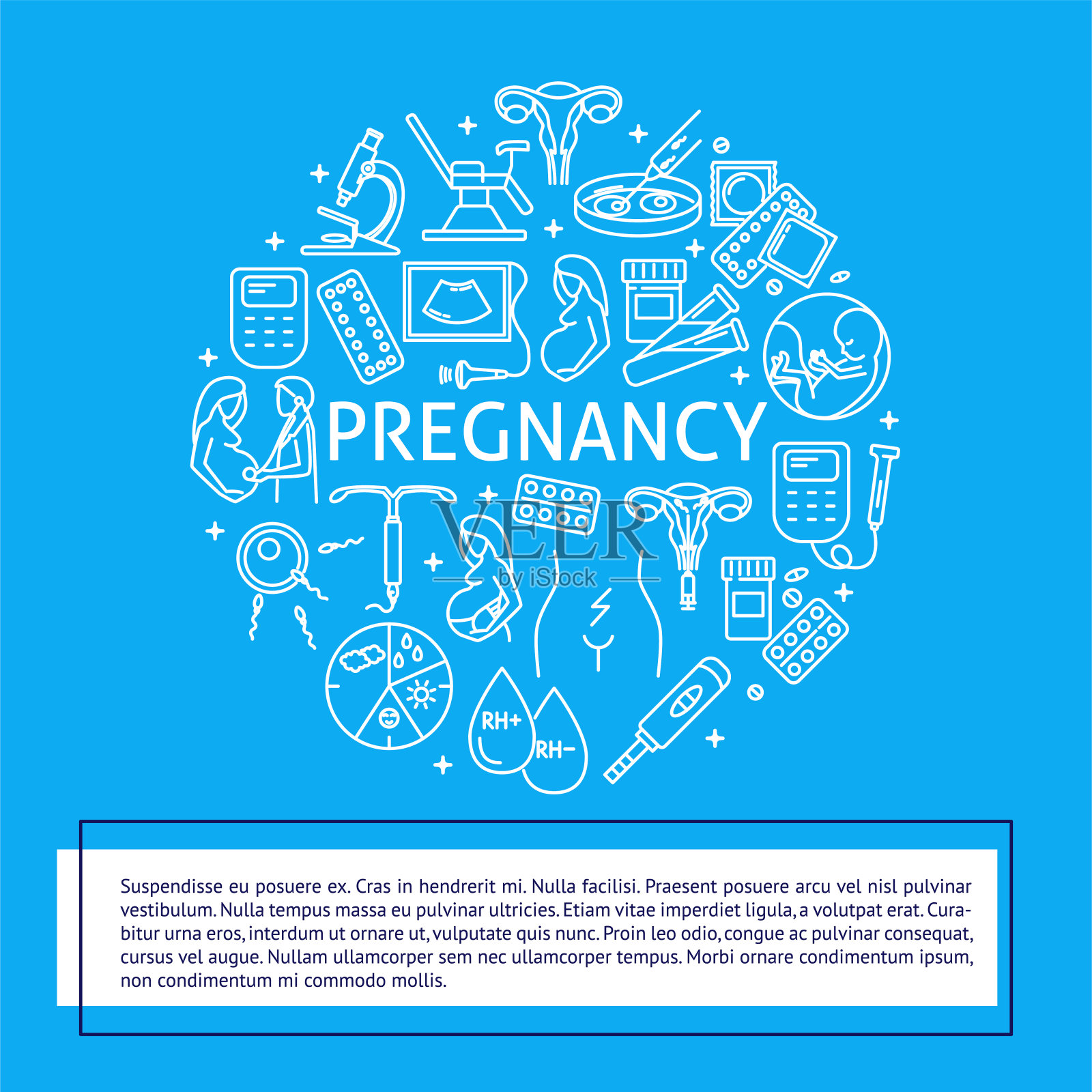 怀孕和产科学横幅模板与文本插画图片素材