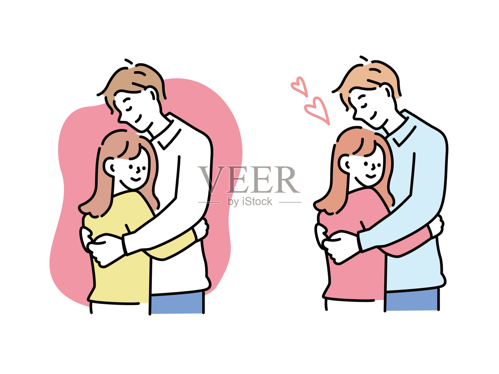 情侣、爱人、家庭插图（好朋友、婚姻、爱、幸福、未来、生活设计）插画图片素材