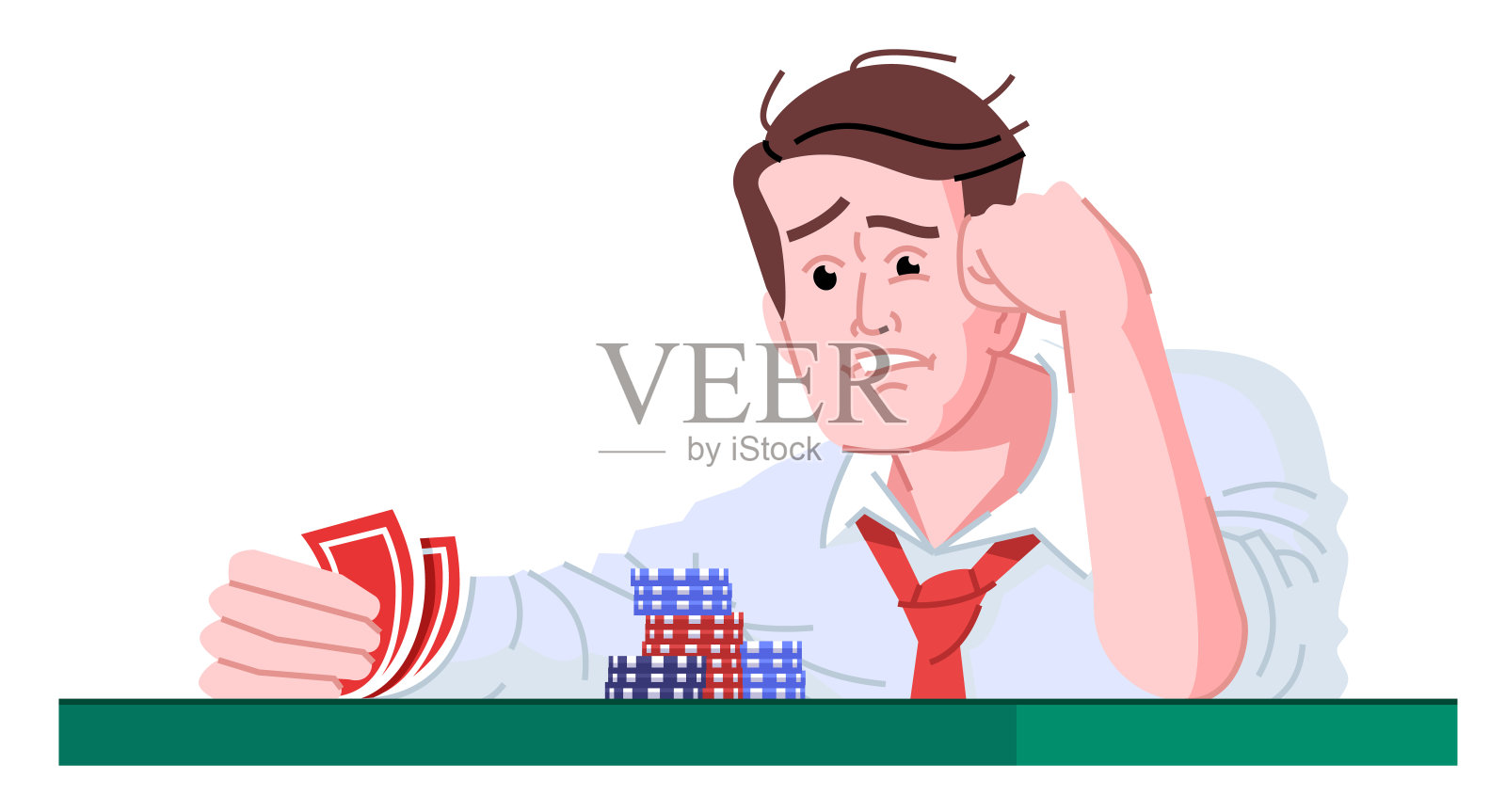 人与赌博障碍半平坦RGB颜色向量插图插画图片素材