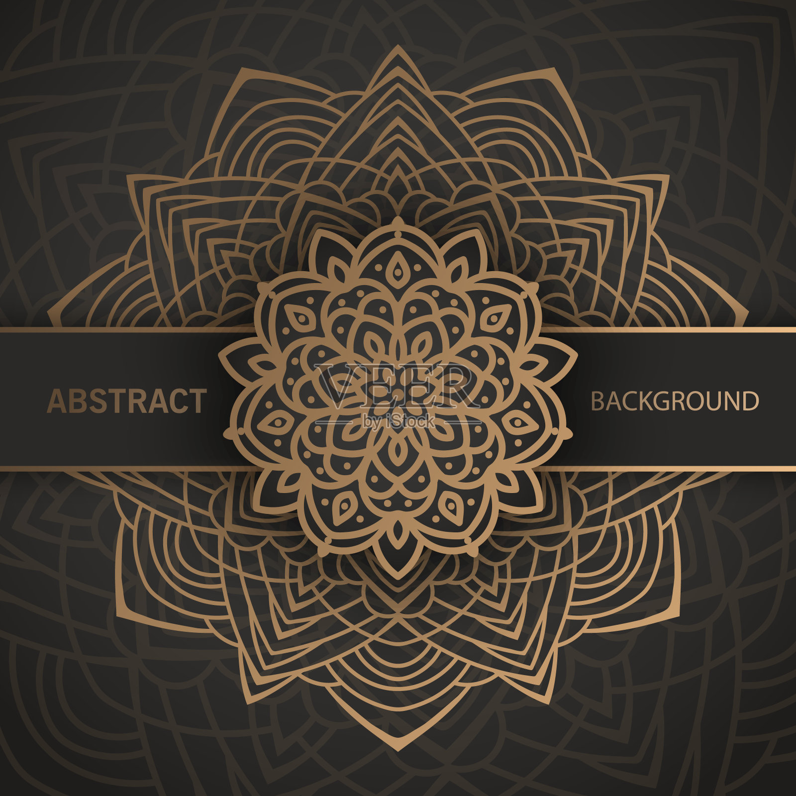 金色曼陀罗，美丽的花卉曼陀罗装饰元素贺卡背景插画图片素材