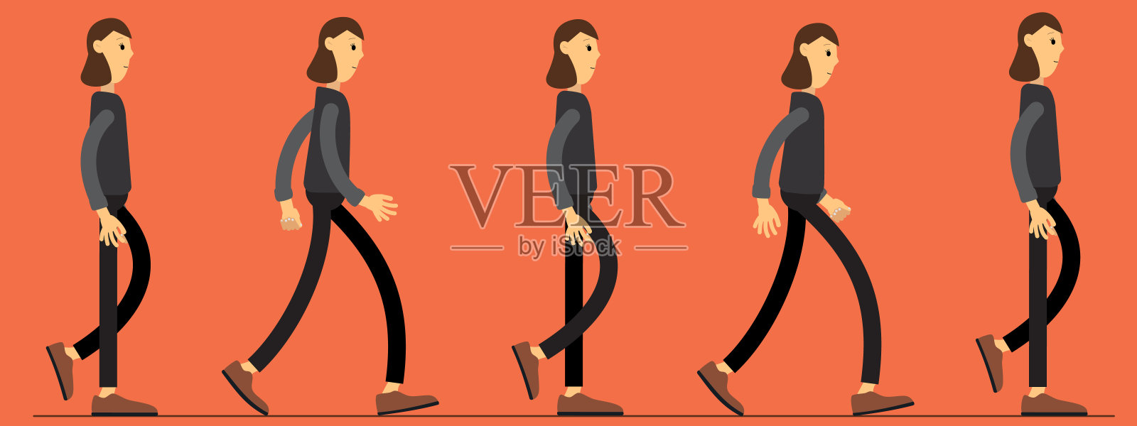 人体步态动画。动画为您的卡通。角色的动作动画插画图片素材