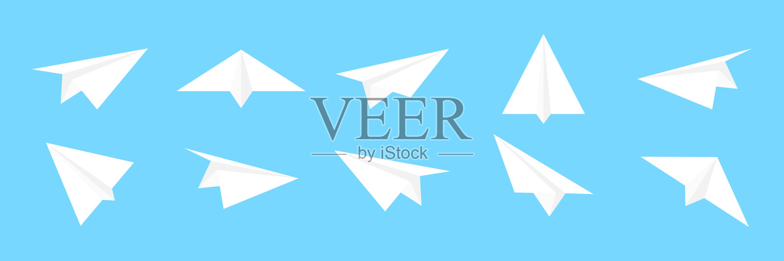 一组白纸飞机。插画图片素材