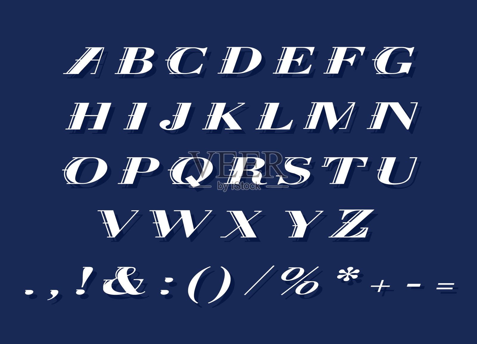 白色斜体字母设置为黑暗的主题插画图片素材