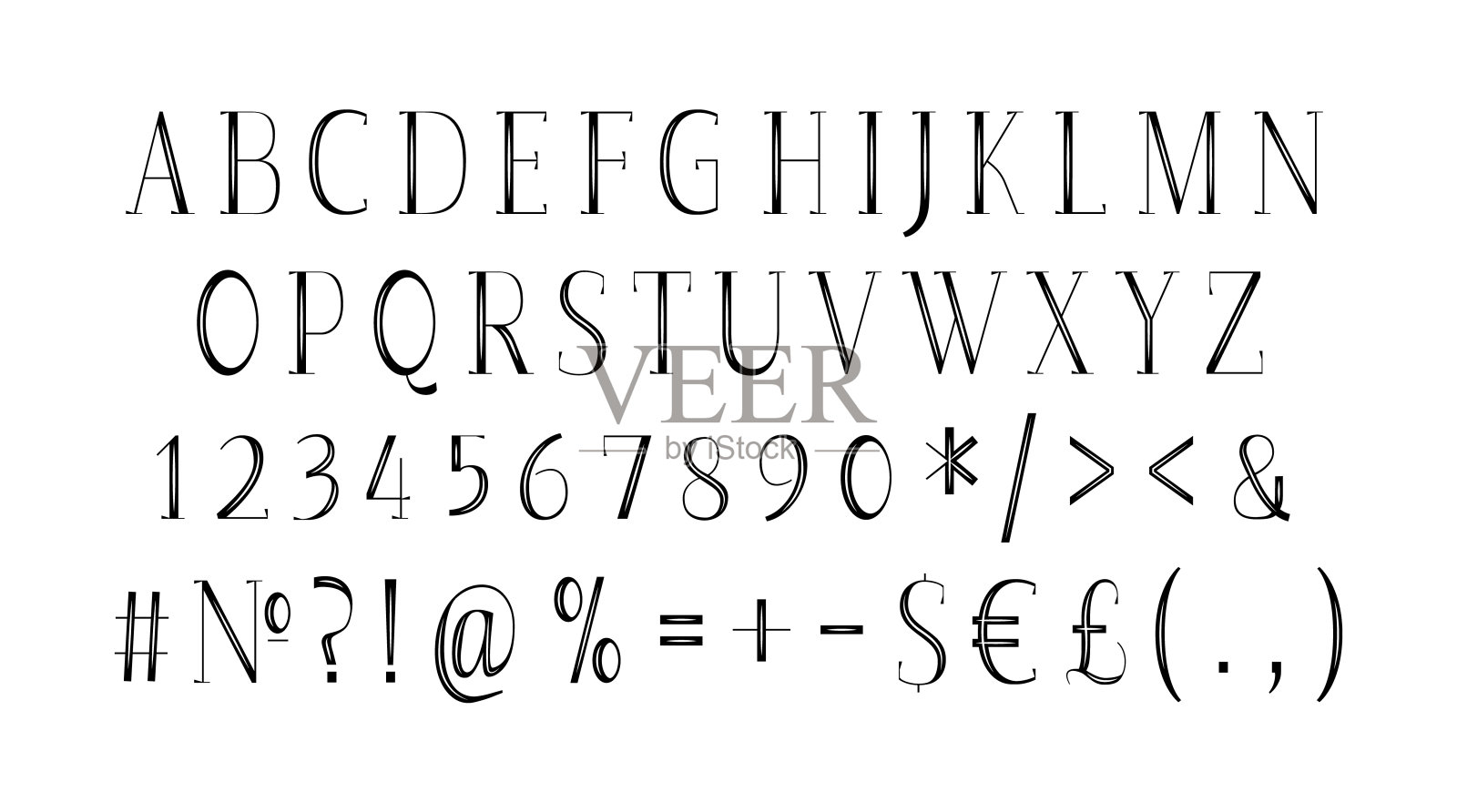 正式的经典装饰风格字母表集插画图片素材