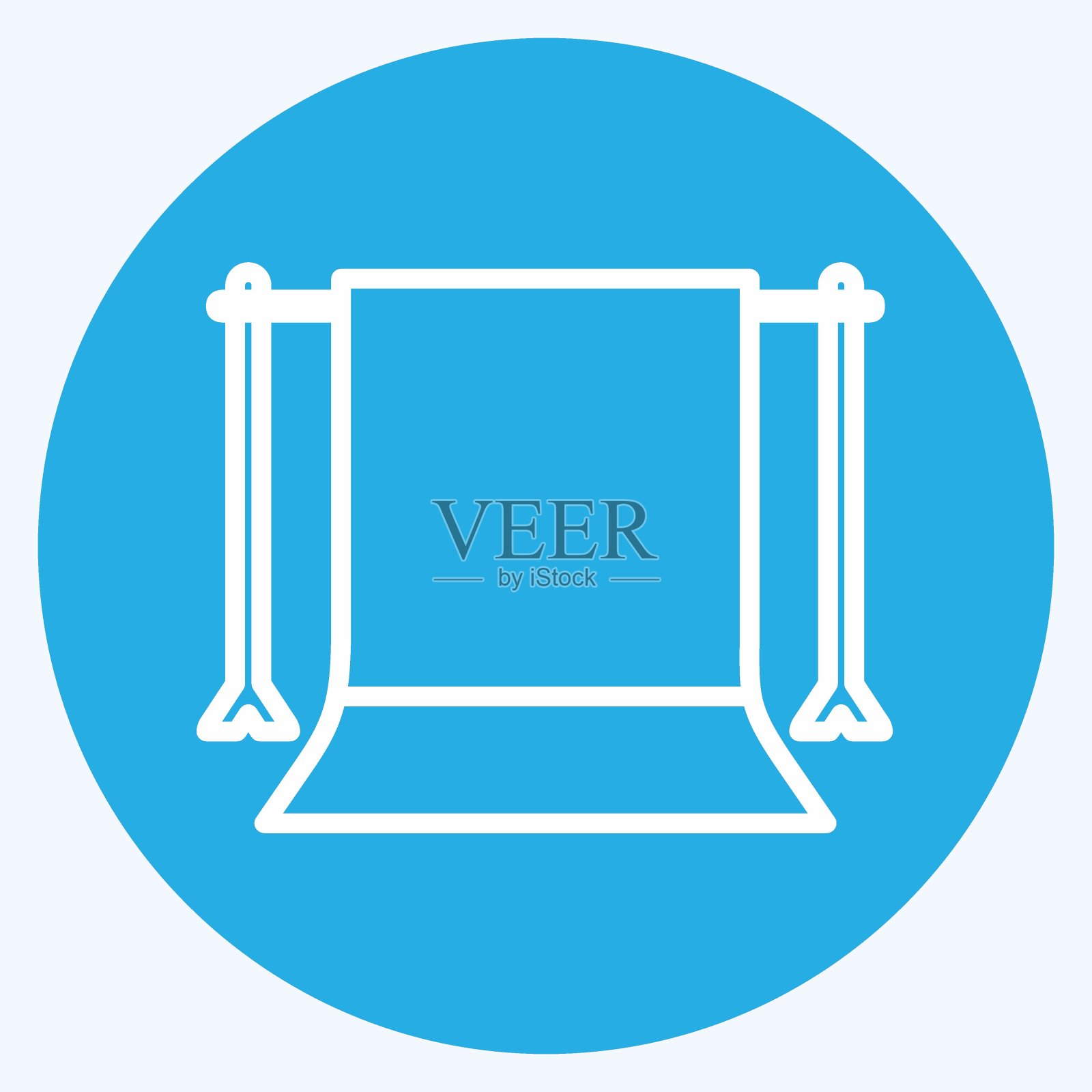 背站图标在时尚的蓝色眼睛风格孤立在柔和的蓝色背景插画图片素材