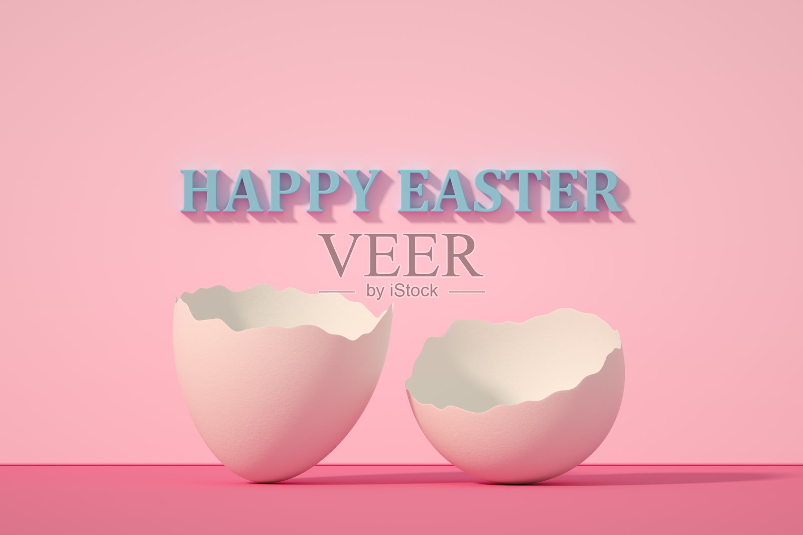 破碎的鸡蛋壳粉红色的背景，复活节的概念照片摄影图片