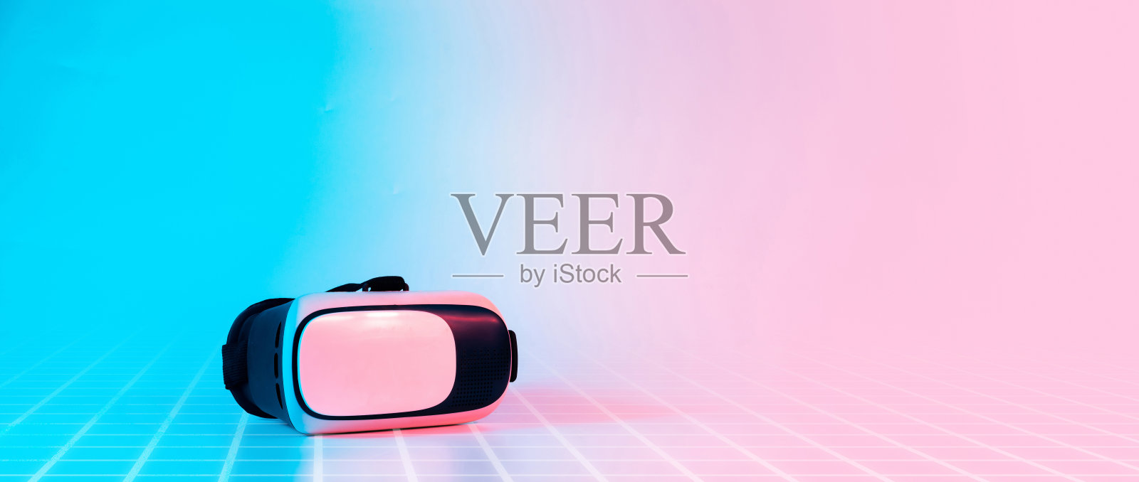 虚拟现实背景。3d数字眼镜在未来霓虹灯技术背景。未来的网络游戏、非功能性游戏活动生活方式。照片摄影图片