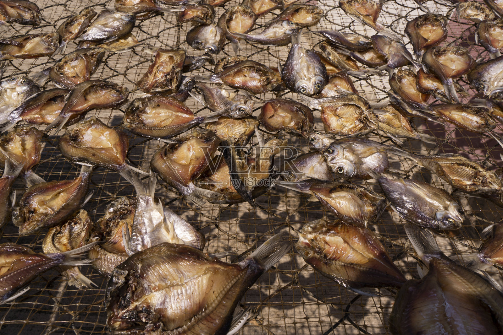 晒干的湄公河鱼是用传统方法保存的，因为亚洲没有冷藏设备照片摄影图片