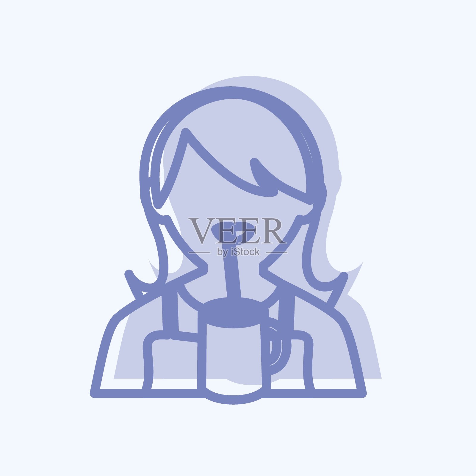 饮用图标在时尚的两个色调风格孤立在软蓝色背景插画图片素材