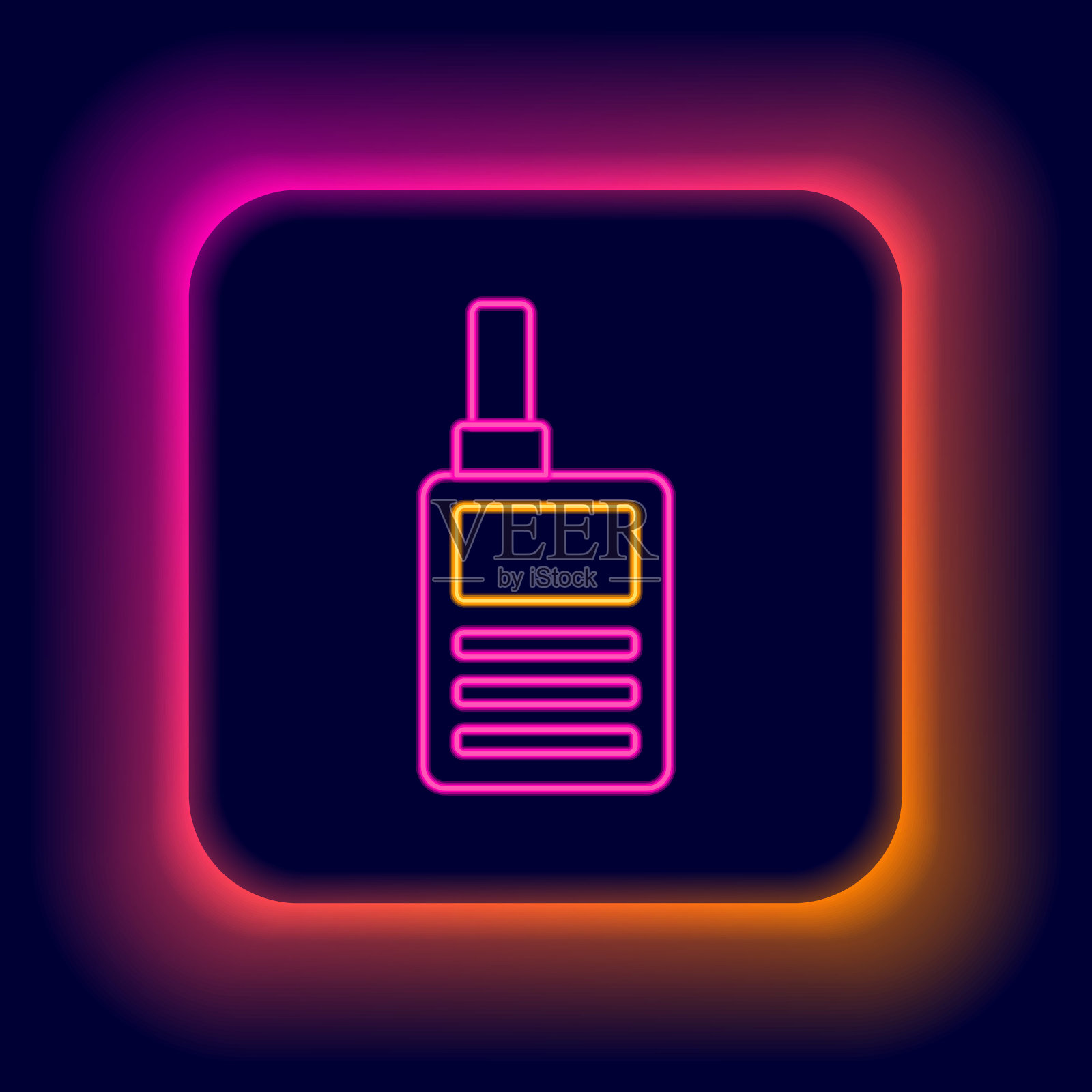 发光霓虹灯线婴儿监视器对讲机图标孤立在黑色背景。色彩斑斓的轮廓的概念。向量插画图片素材