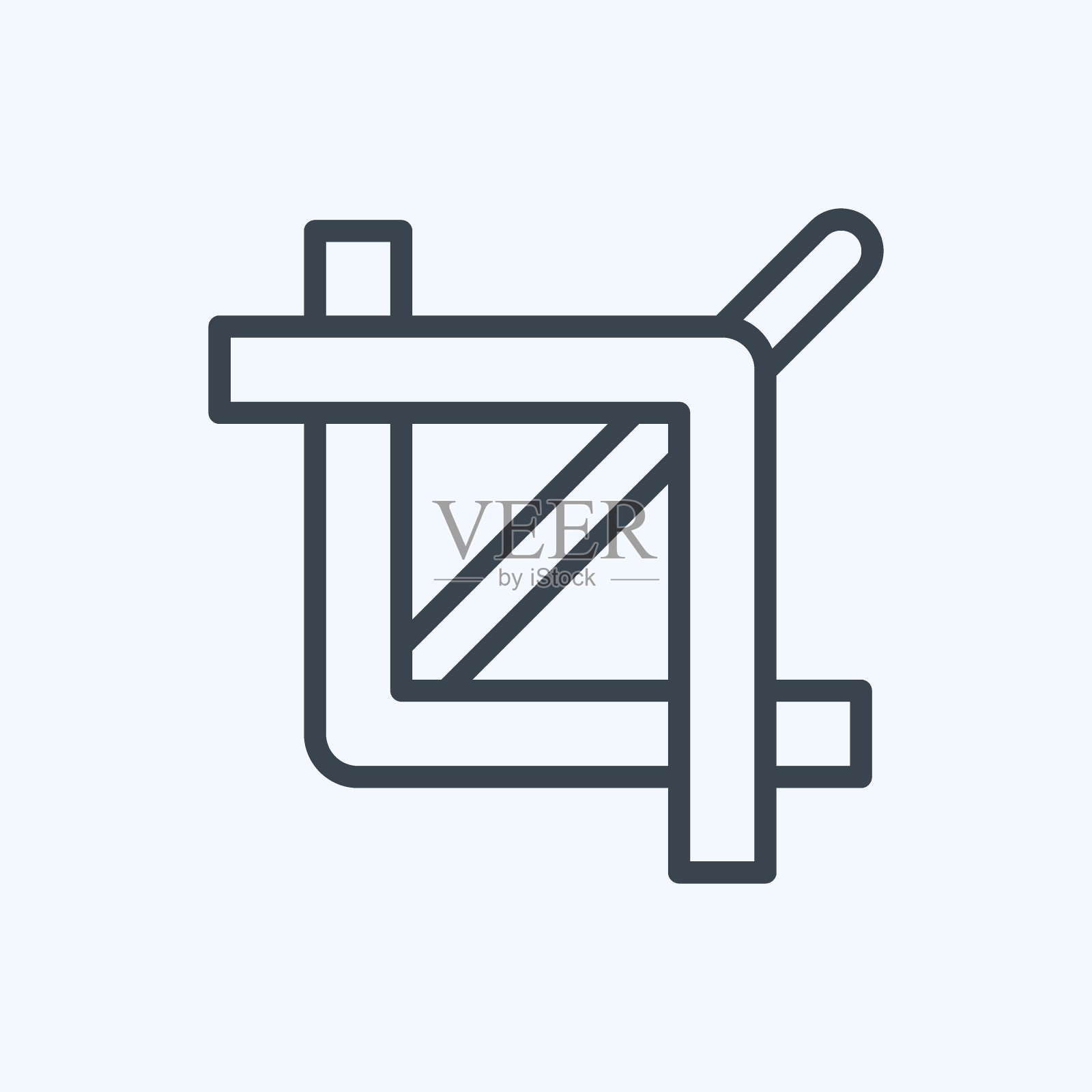 作物图标在时尚线风格孤立在软蓝色背景插画图片素材