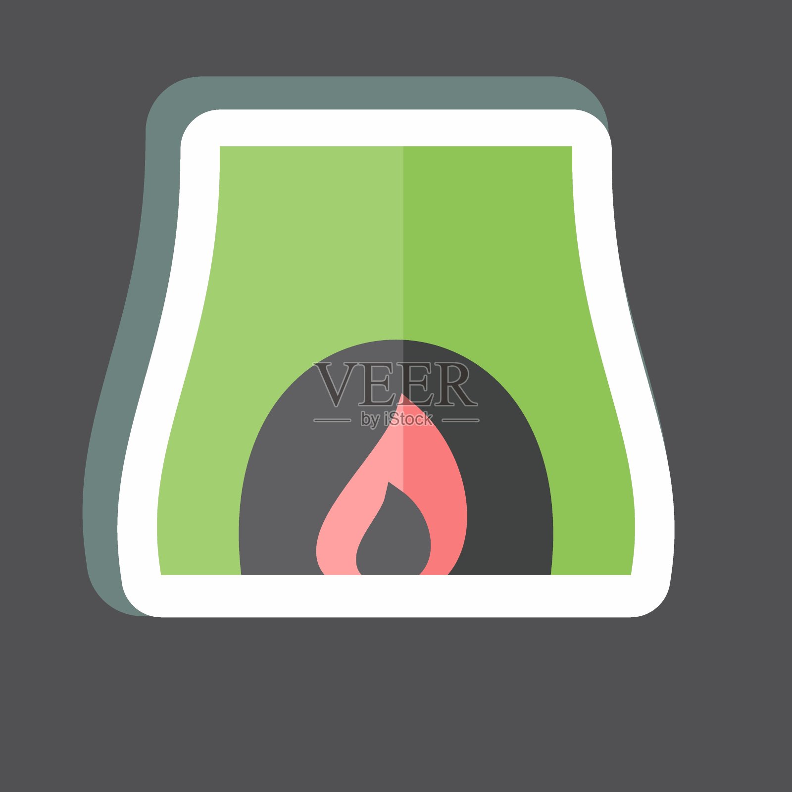 壁炉贴纸在时尚孤立的黑色背景插画图片素材