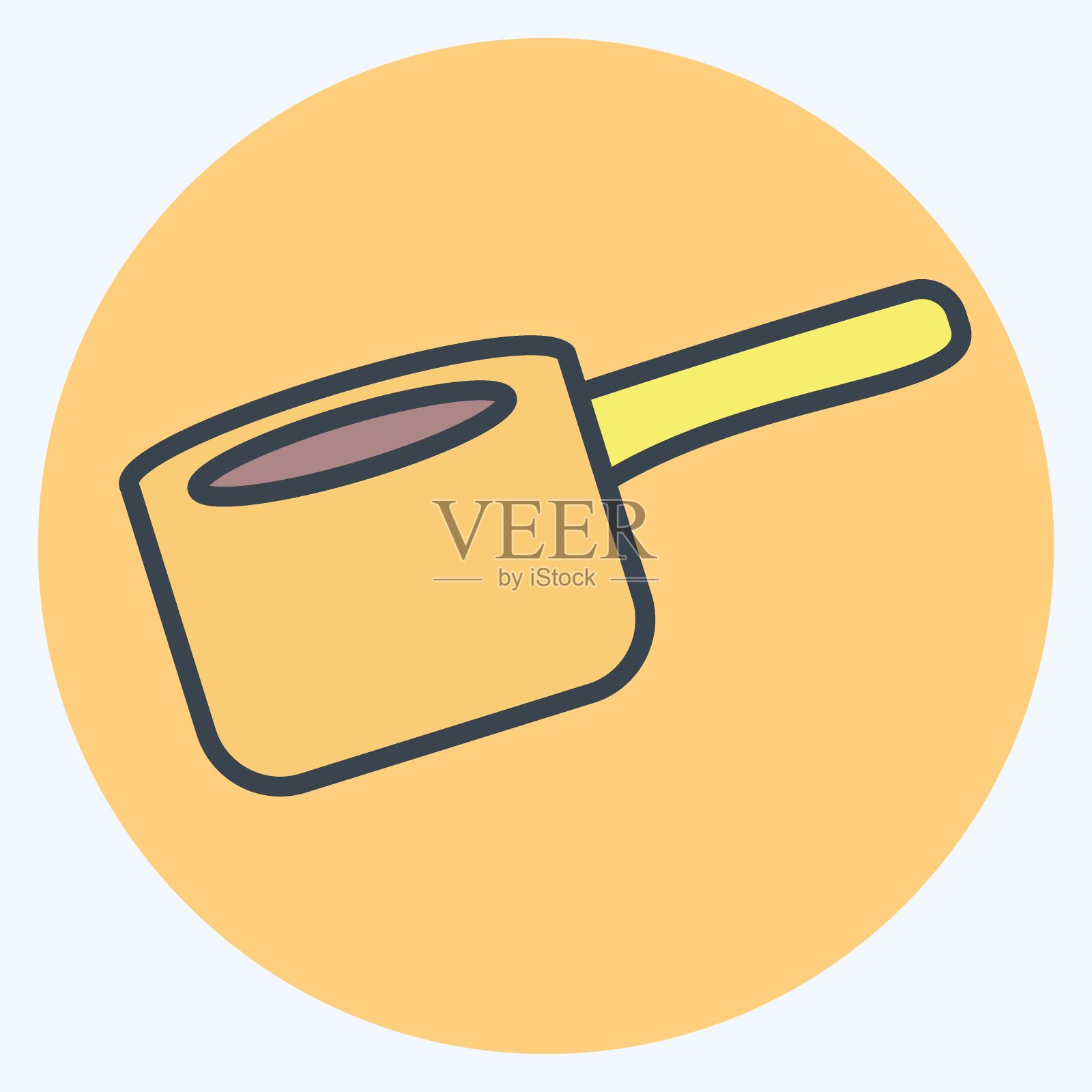 酱盘图标在时尚的颜色搭配风格孤立在软蓝色背景插画图片素材