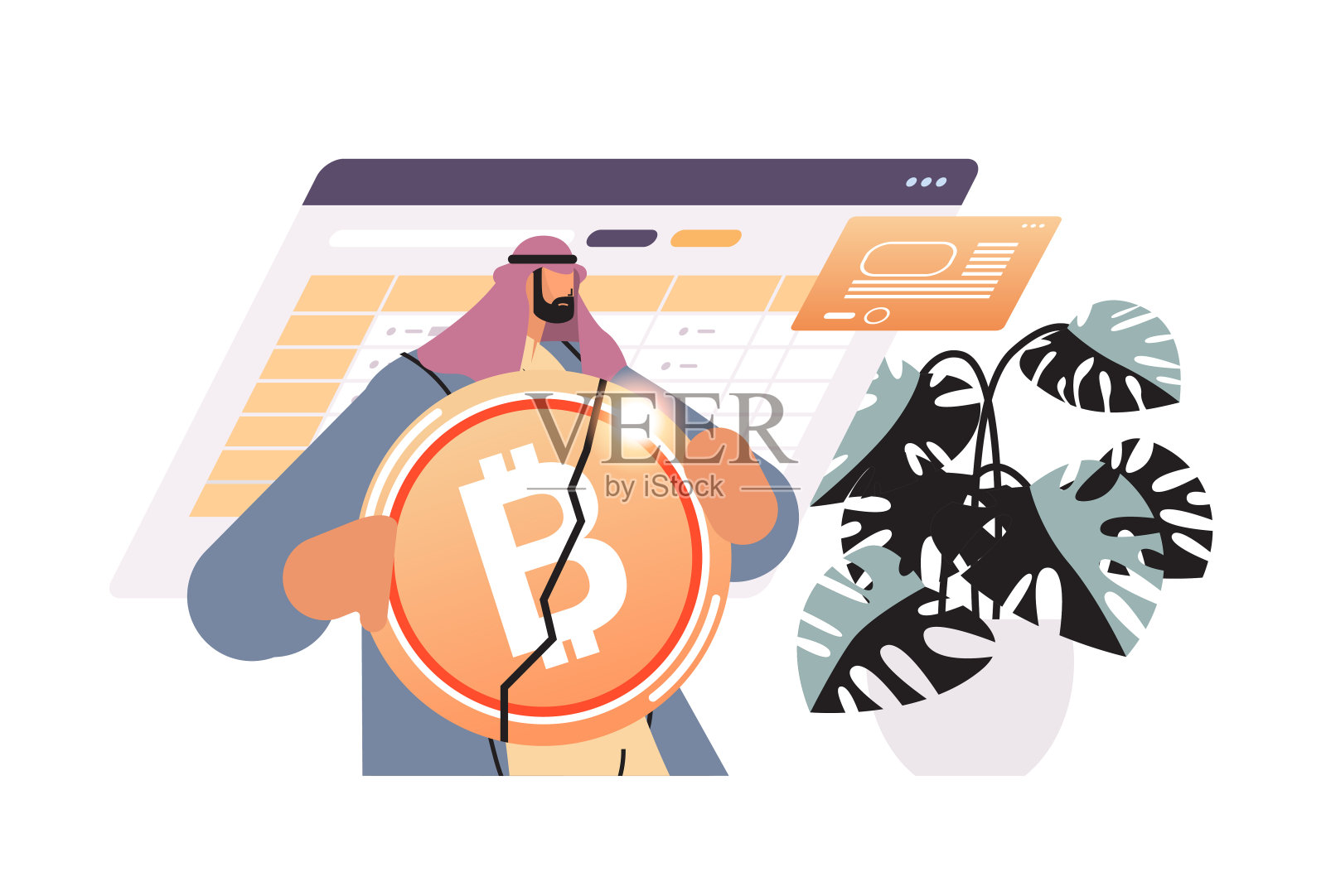 商人投资者与货币崩溃比特币价格崩溃加密货币损失投资风险危机插画图片素材