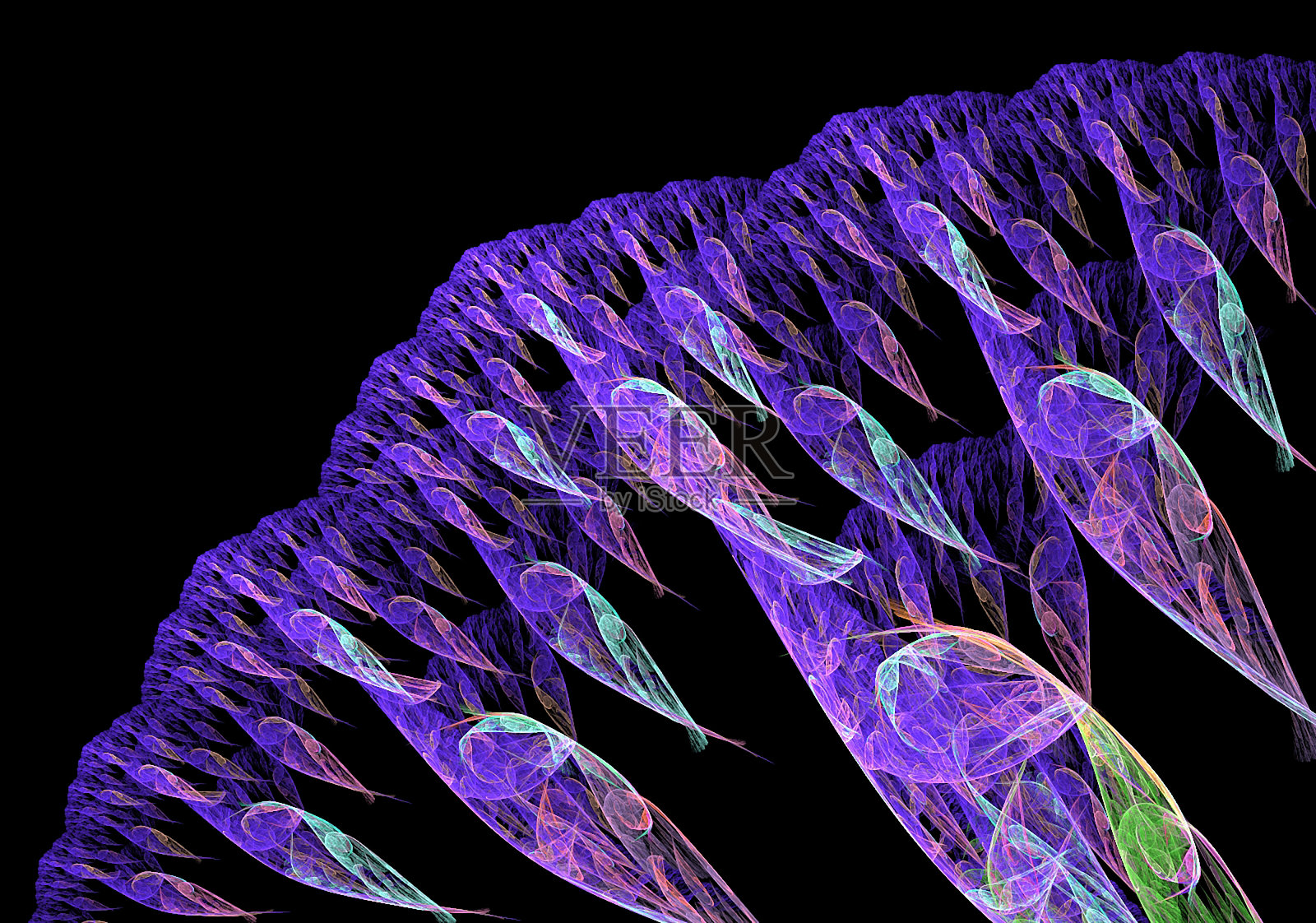 荧光抽象分形艺术。插画图片素材