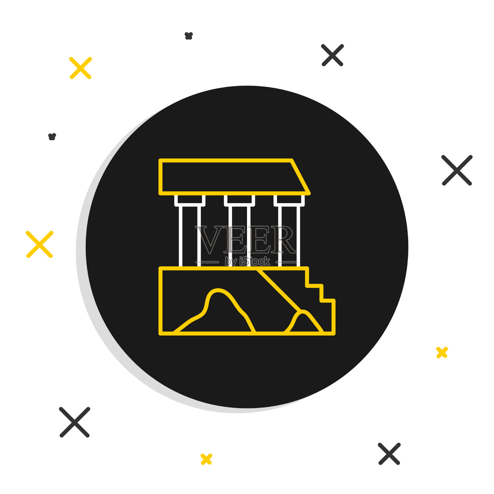 希腊雅典卫城帕台农神庙的标志线插画图片素材