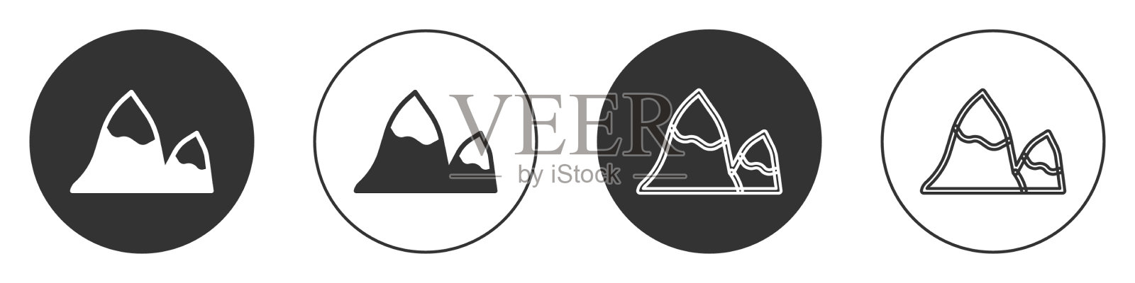 黑色山脉图标孤立在白色背景上图标素材