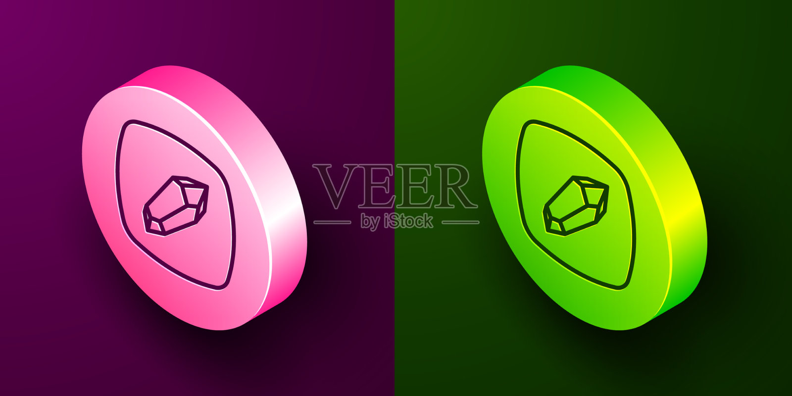 等距线魔法石图标孤立的紫色插画图片素材