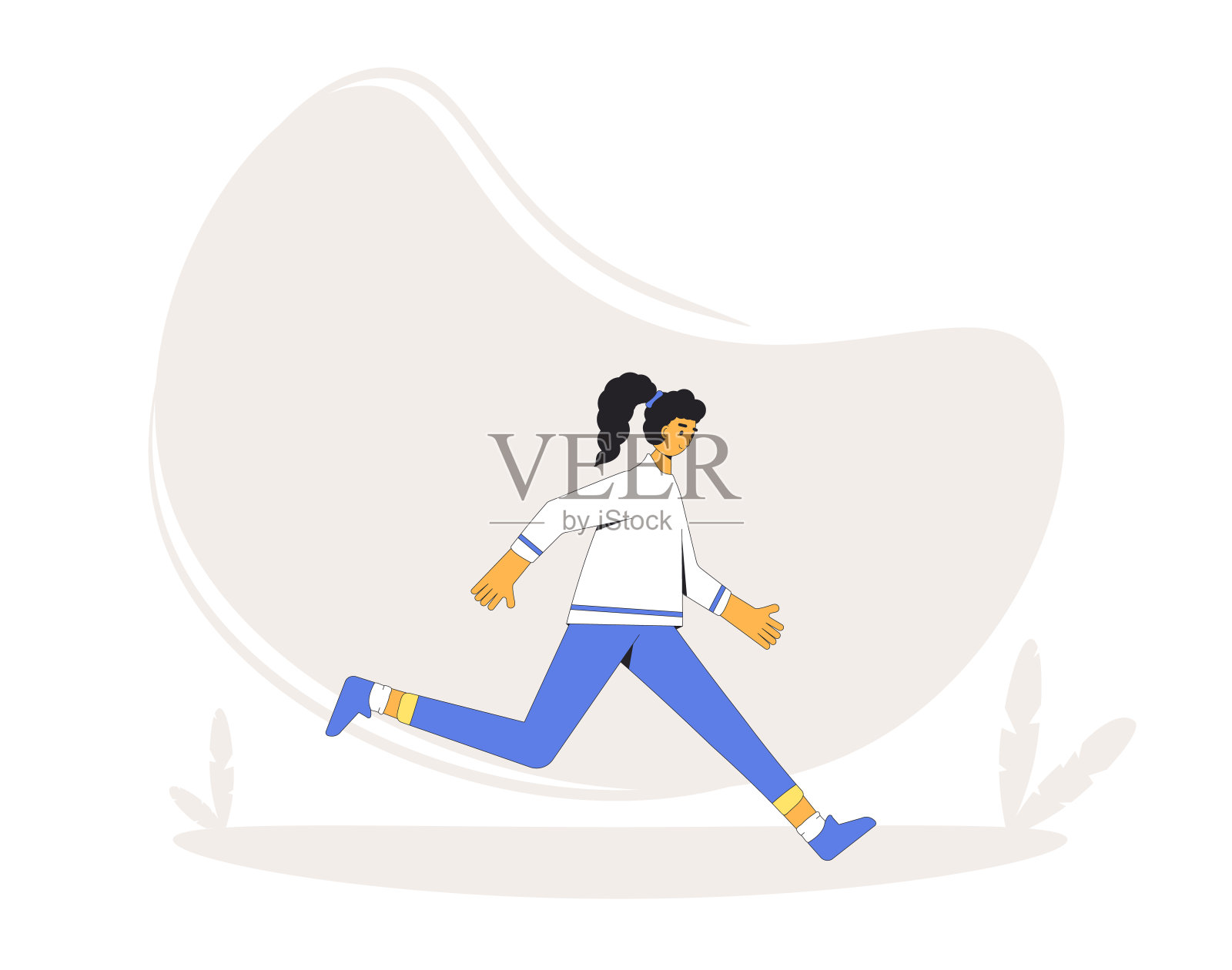 跑步者。慢跑者。穿着运动服的年轻女子。设计元素图片