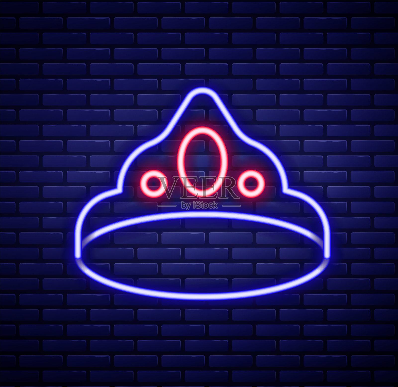 发光的霓虹灯线国王皇冠图标孤立在砖墙背景。色彩斑斓的轮廓的概念。向量插画图片素材