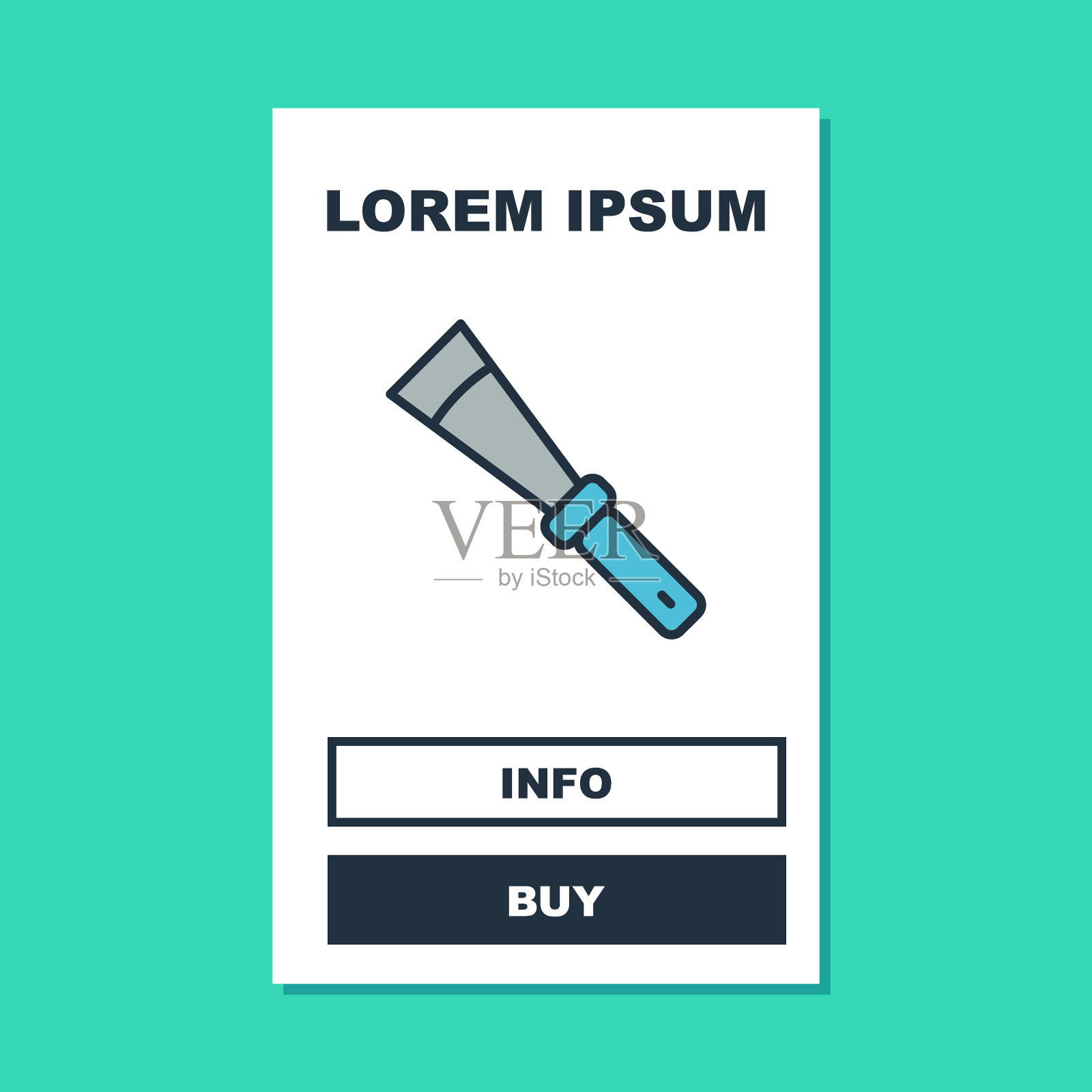 填充轮廓养蜂人uncapping刀图标孤立在绿松石背景。养蜂人的工具。向量插画图片素材