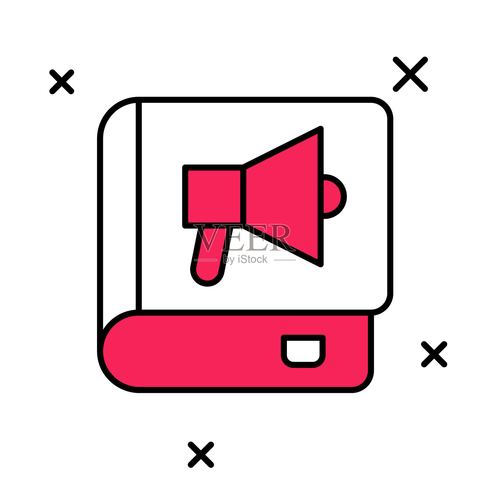 填充大纲书图标孤立在白色背景。向量图标素材