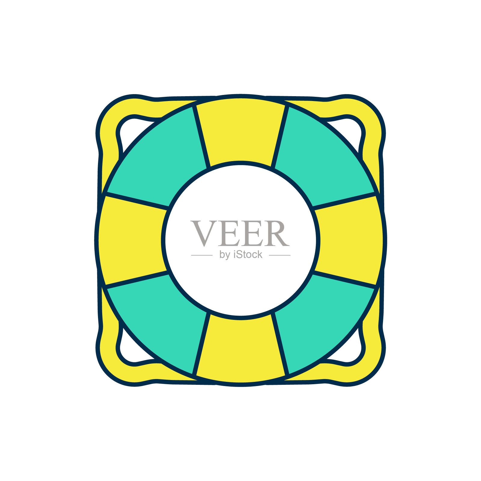 填充轮廓救生圈图标孤立在白色背景。救生圈的象征。向量图标素材