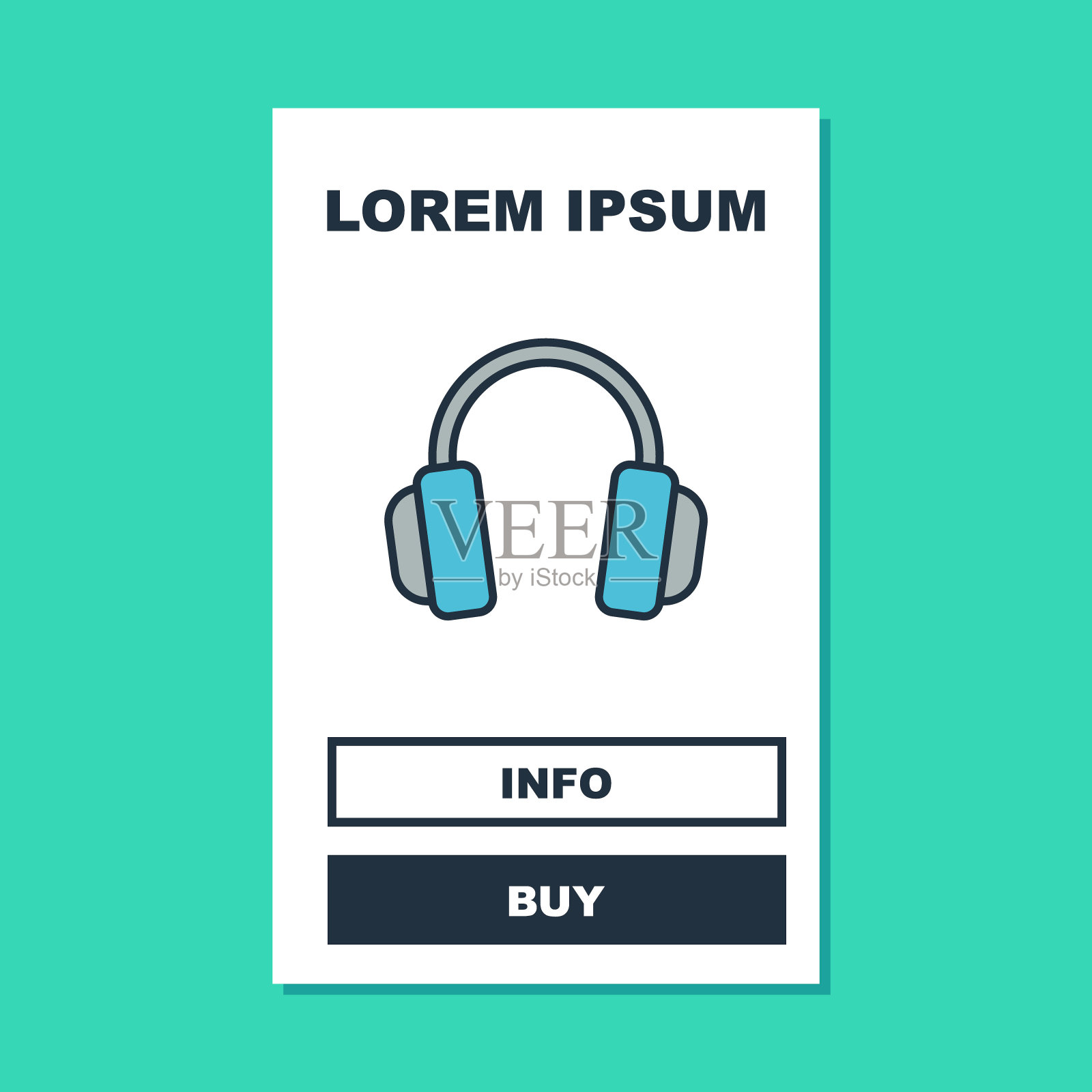 填充轮廓耳机图标孤立在绿松石背景。耳机。概念听音乐，服务，沟通和运营商。向量插画图片素材