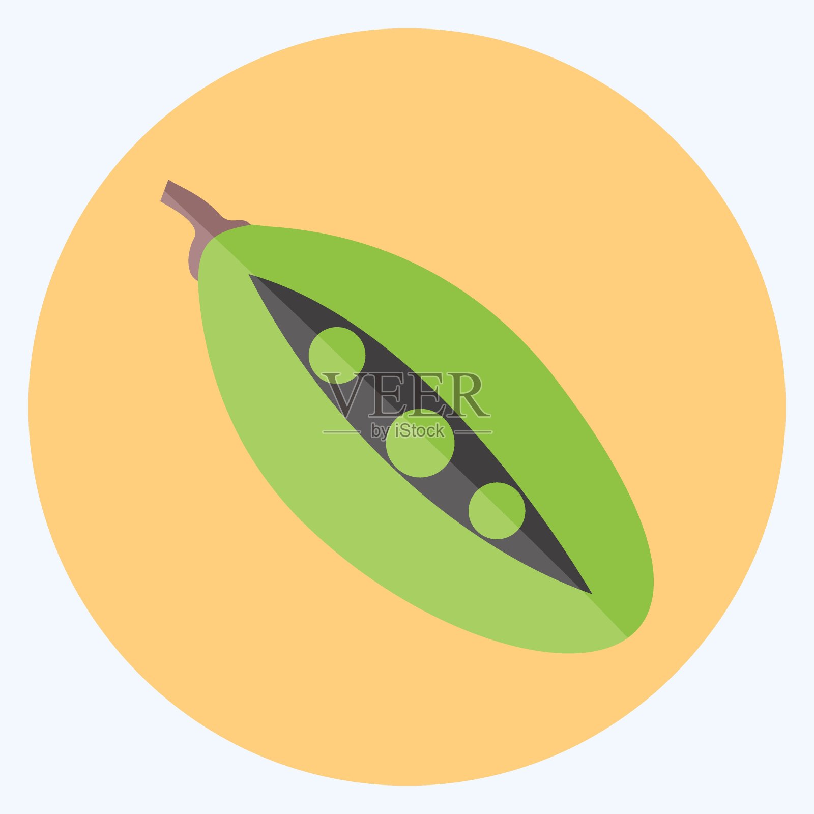 豌豆图标在时尚平面风格孤立在软蓝色背景插画图片素材