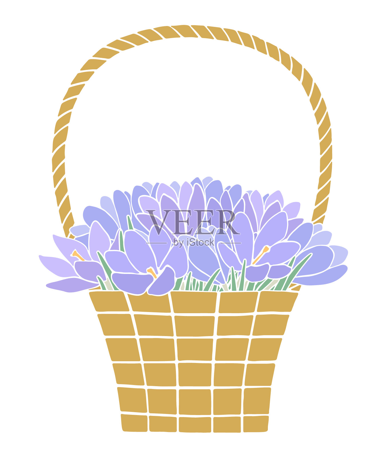 装番红花的篮子插画图片素材